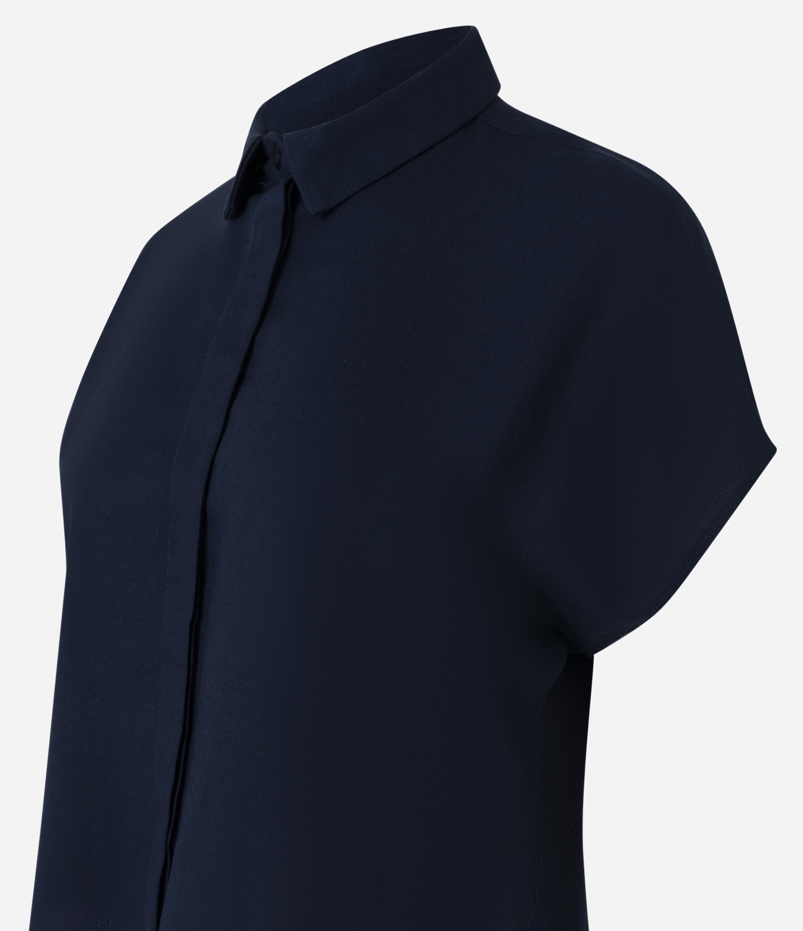 Blusa em Viscolinho com Colarinho na Gola e Sem Cava Azul 6