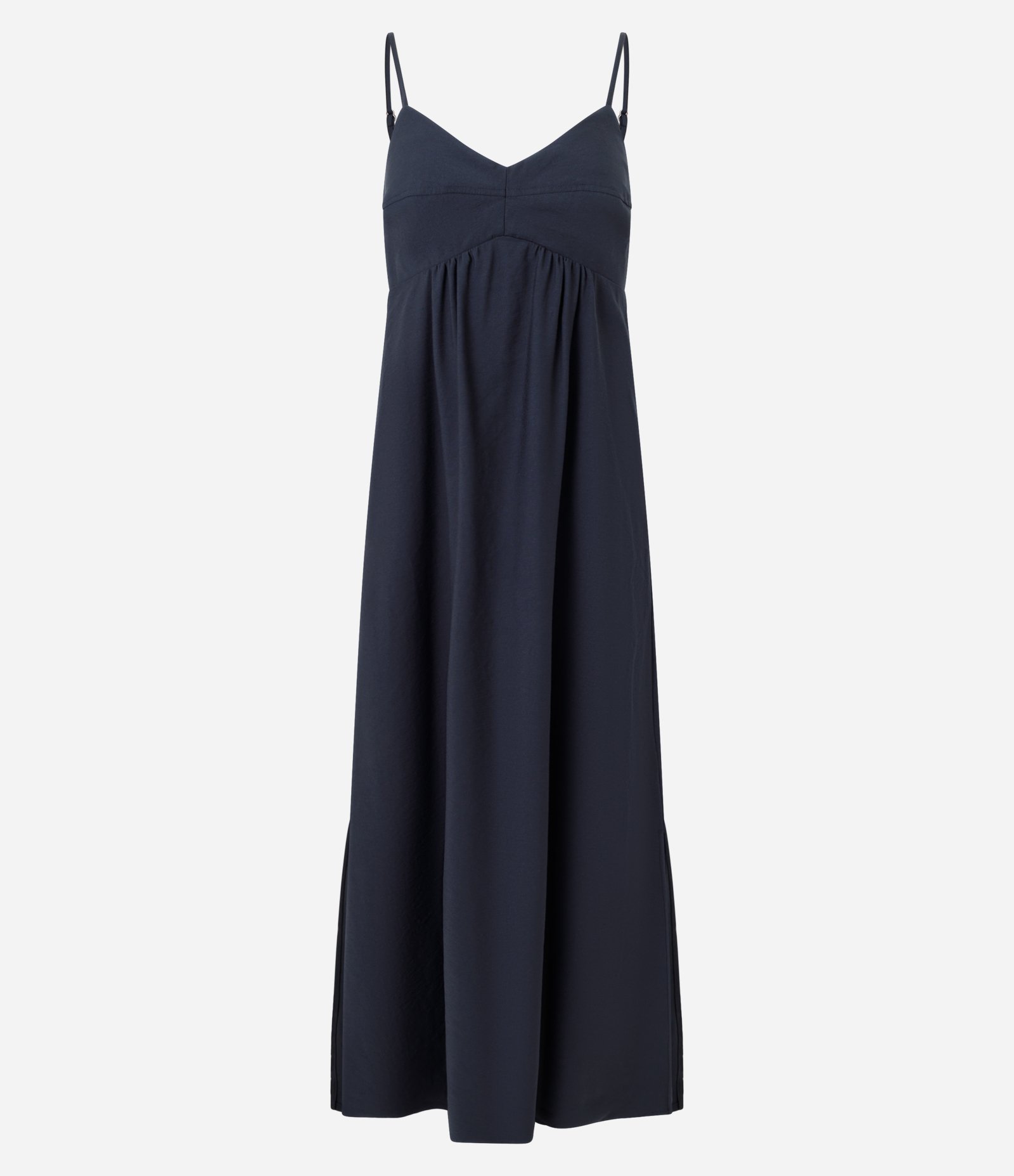 Vestido Midi Evasê em Viscose com Decote Coração Azul Escuro 3