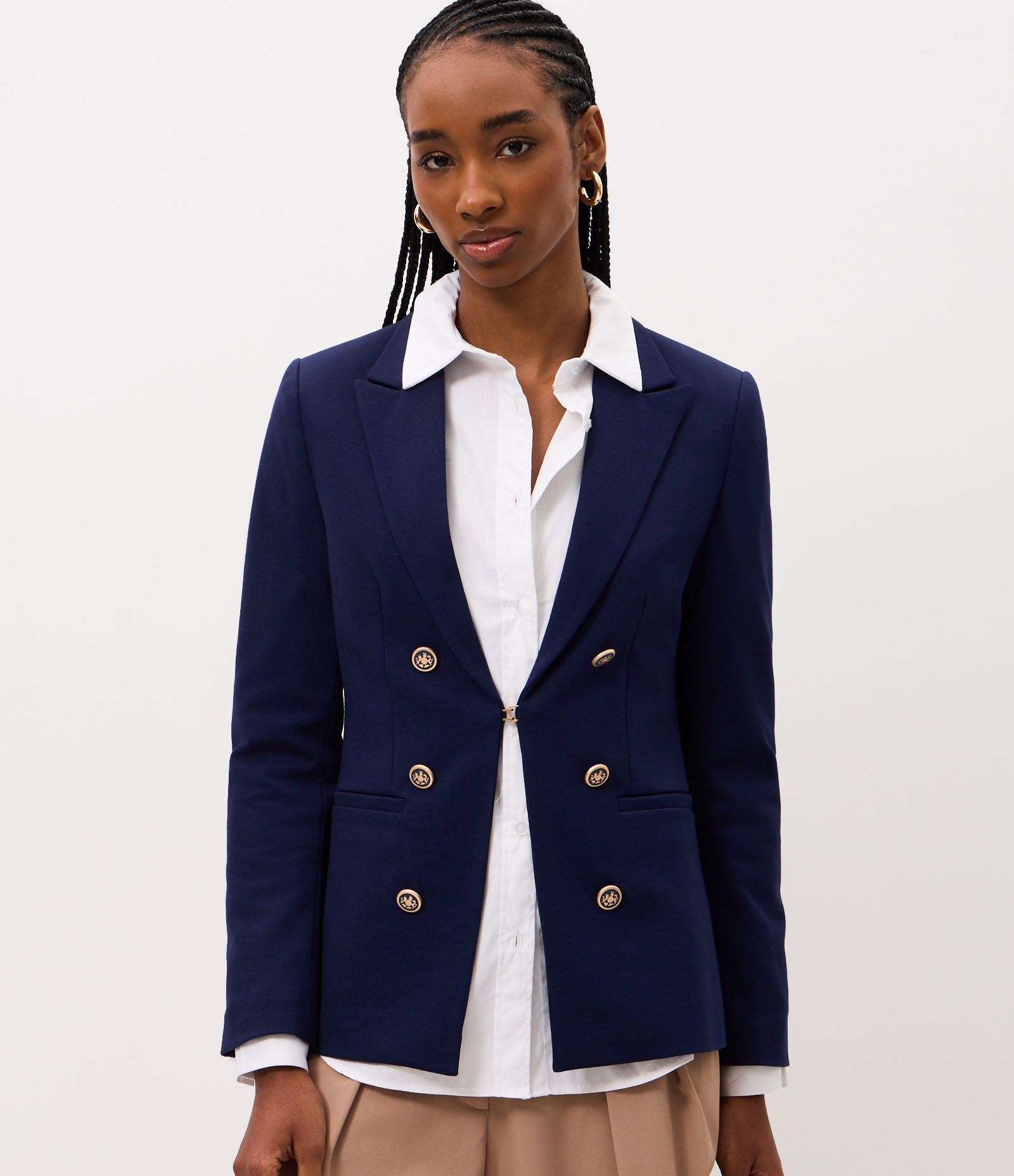 Blazer Slim Alfaiatado com Recorte Estruturado Azul 1