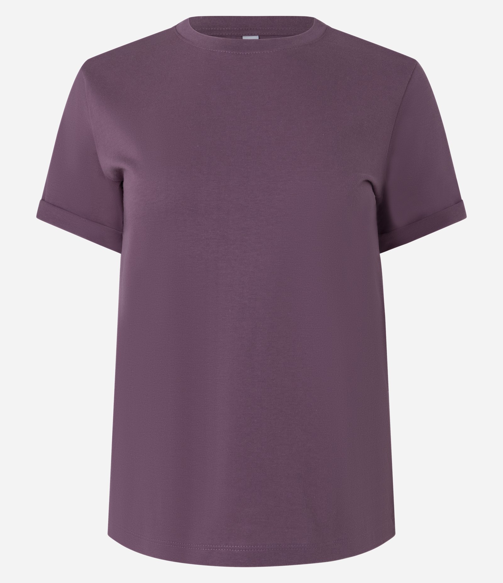 Camiseta Regular em Algodão com Manga Dobrada Roxo 1