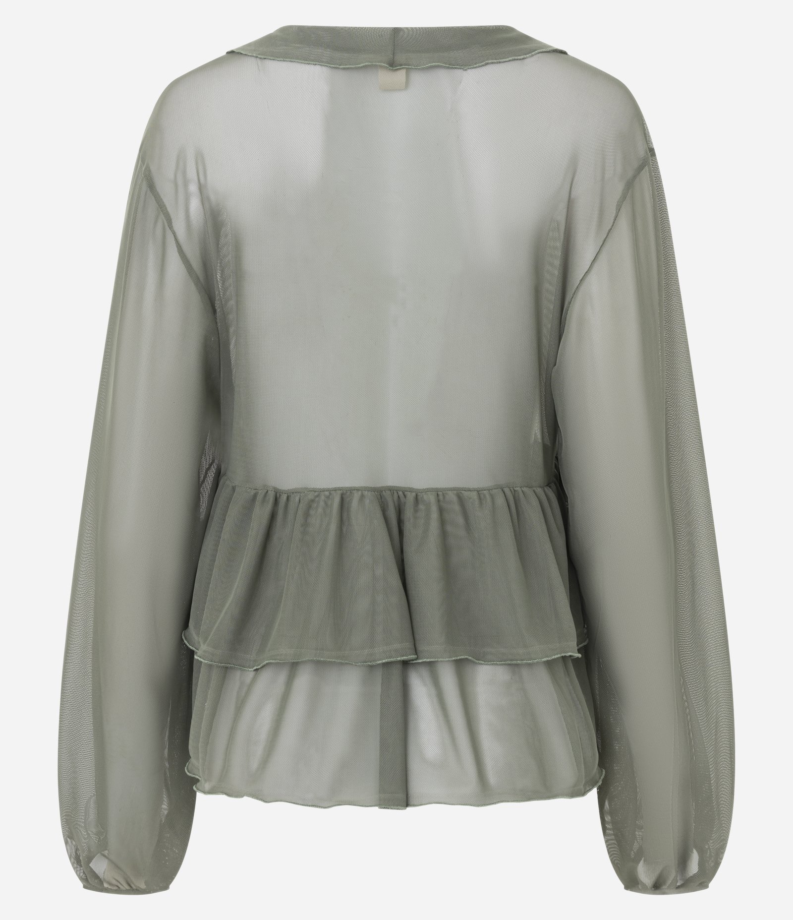 Blusa Bata em Tule com Babados e Amarração Frontal Verde 7