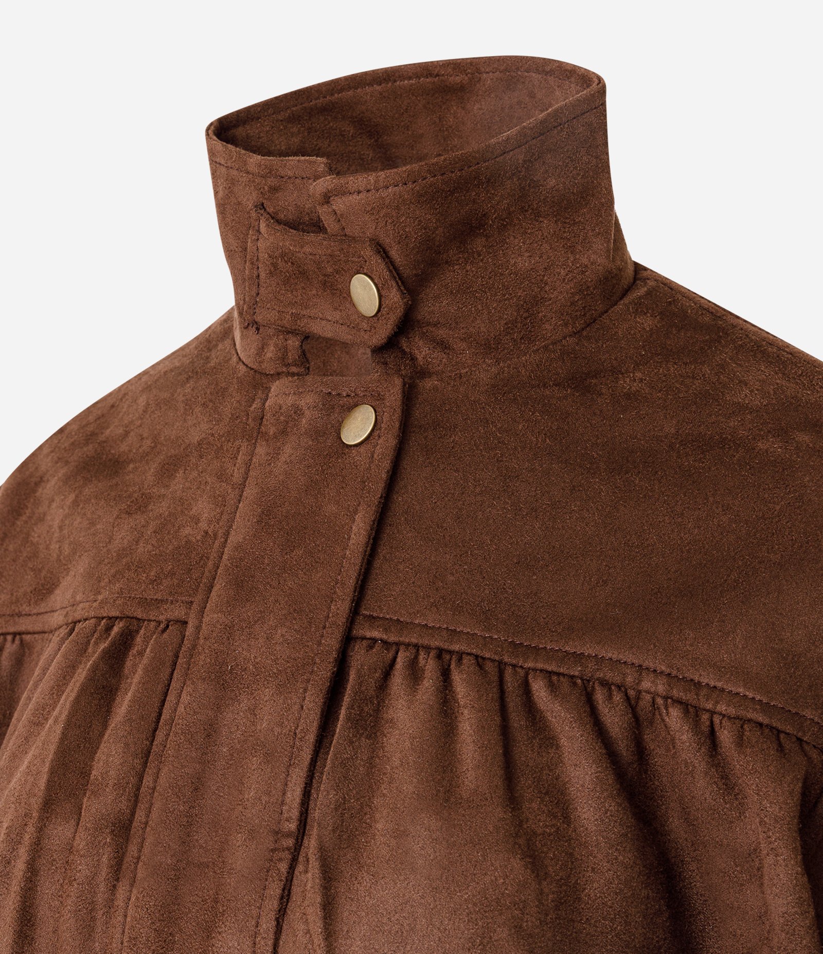 Jaqueta Bomber em Suede com Gola Alta e Elástico na Barra Caramelo 2