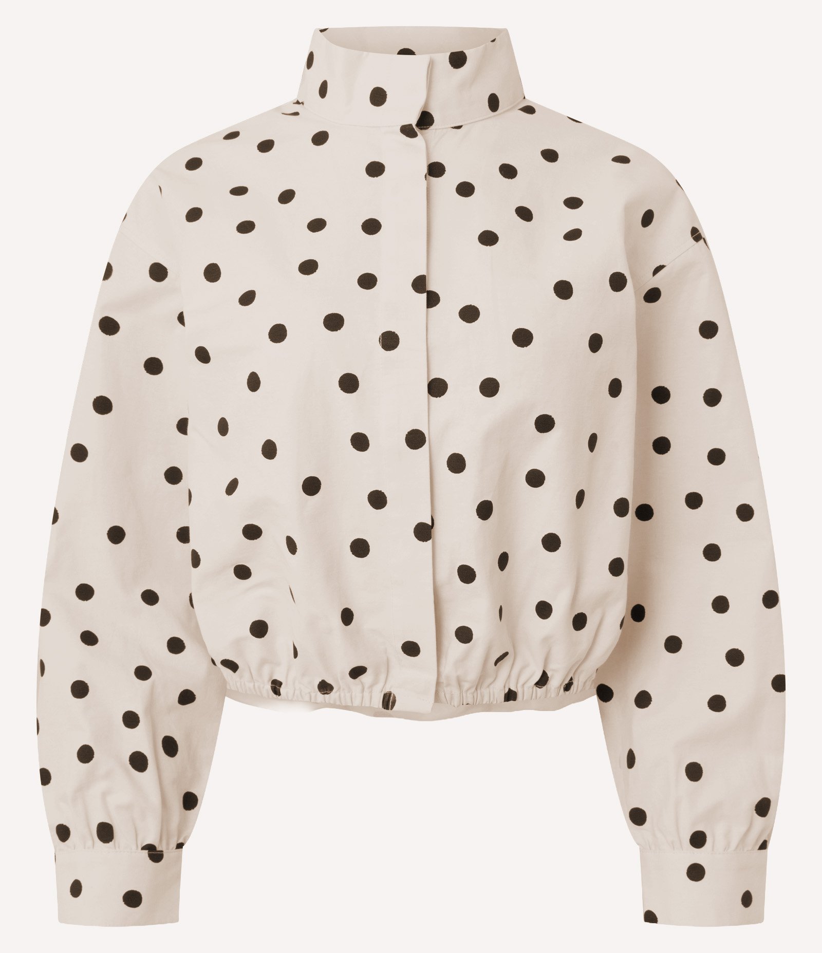 Camisa em Tricoline com Estampa Poá e Elástico na Cintura Off White 5
