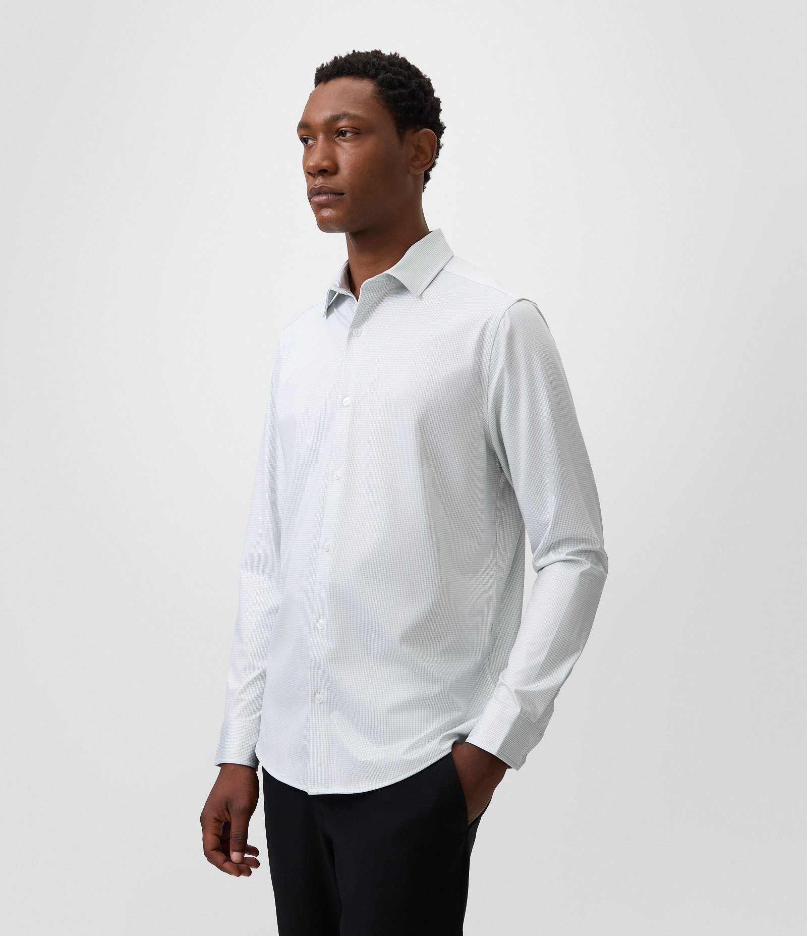 Camisa Performance Xadrez em Poliamida com Toque Gelado Verde Acinzentado 1