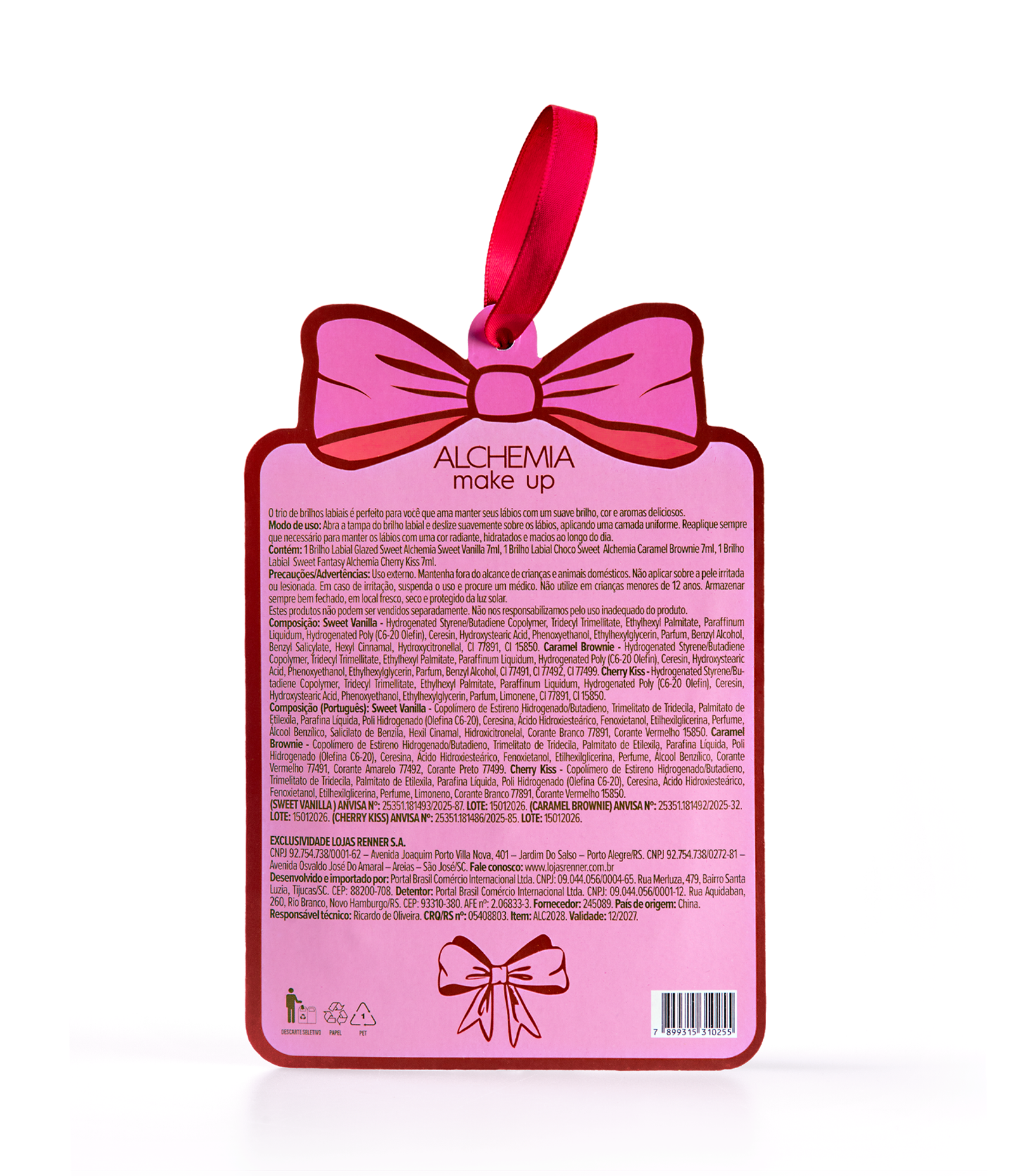 Trio de Lip Balms Make Up Sweet Heart Alchemia Chocolate Mordore 3