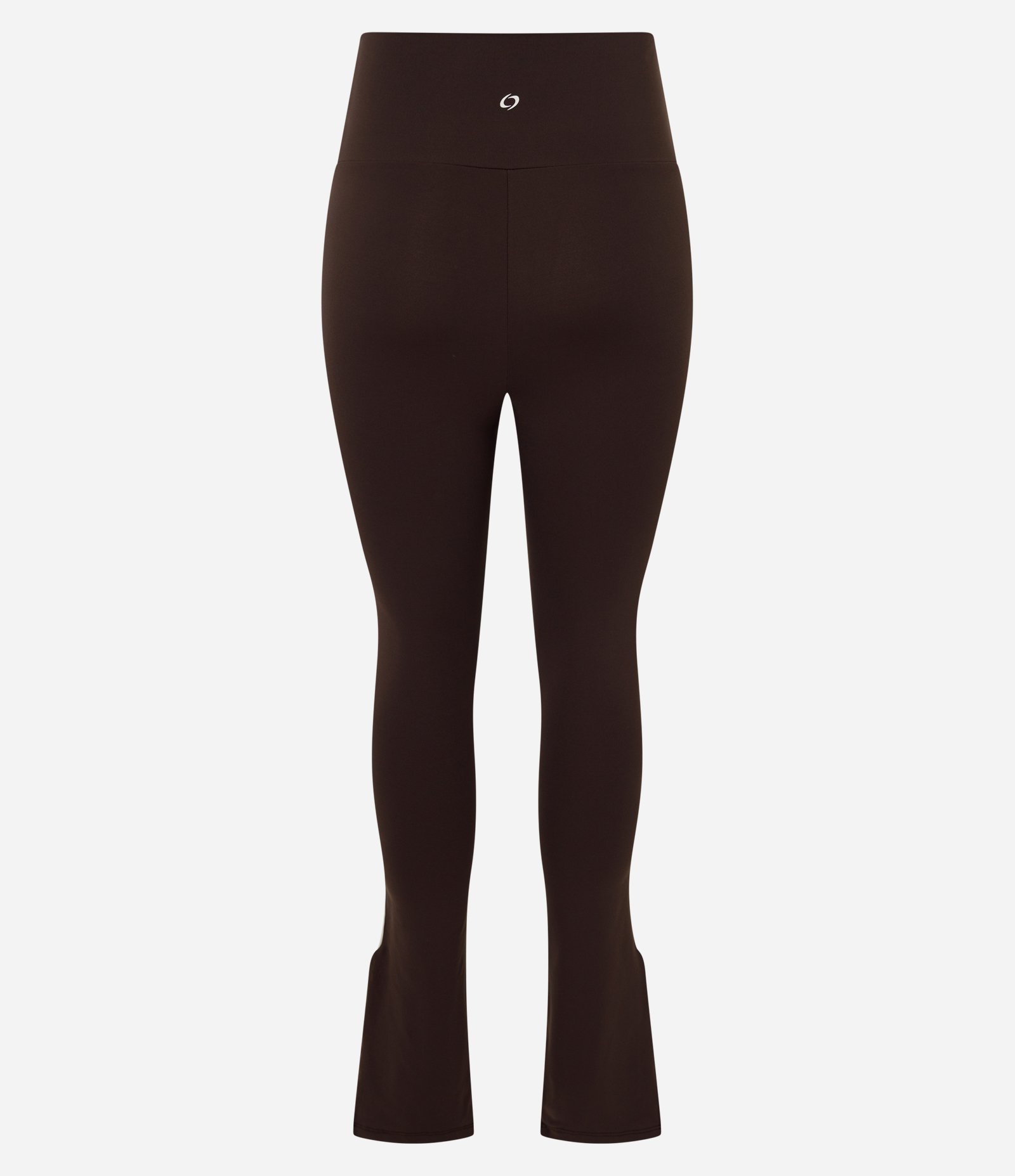 Calça Legging Esportiva com Viés Contrastante e Fenda Marrom 6