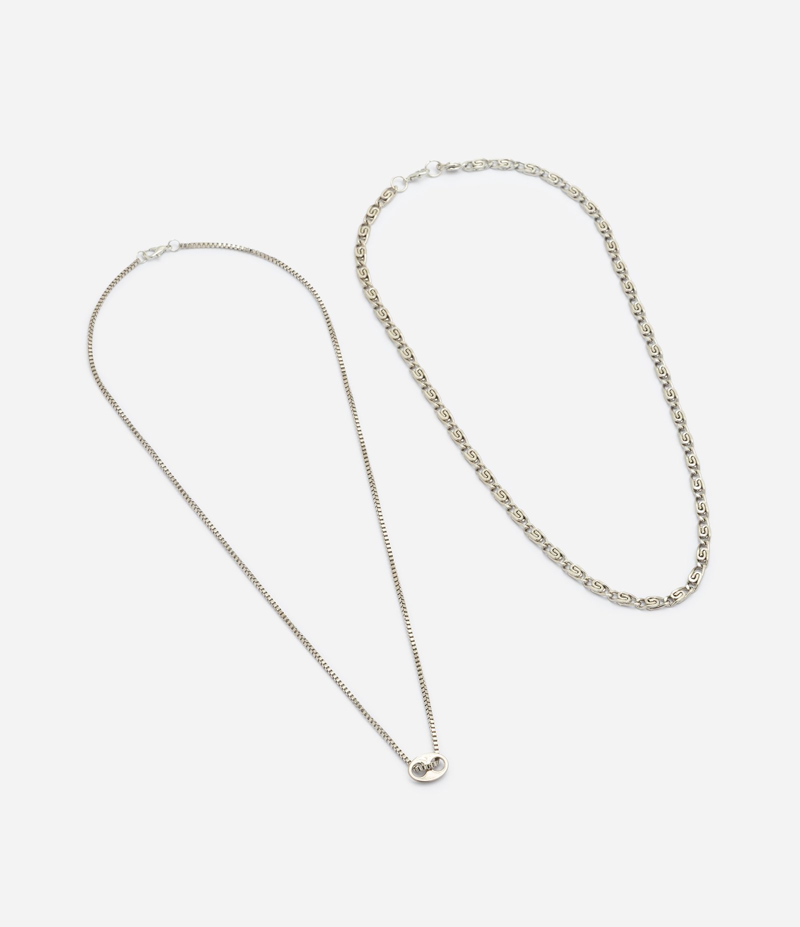 Kit 2x1 Colar Metal oval Liso Prata 3