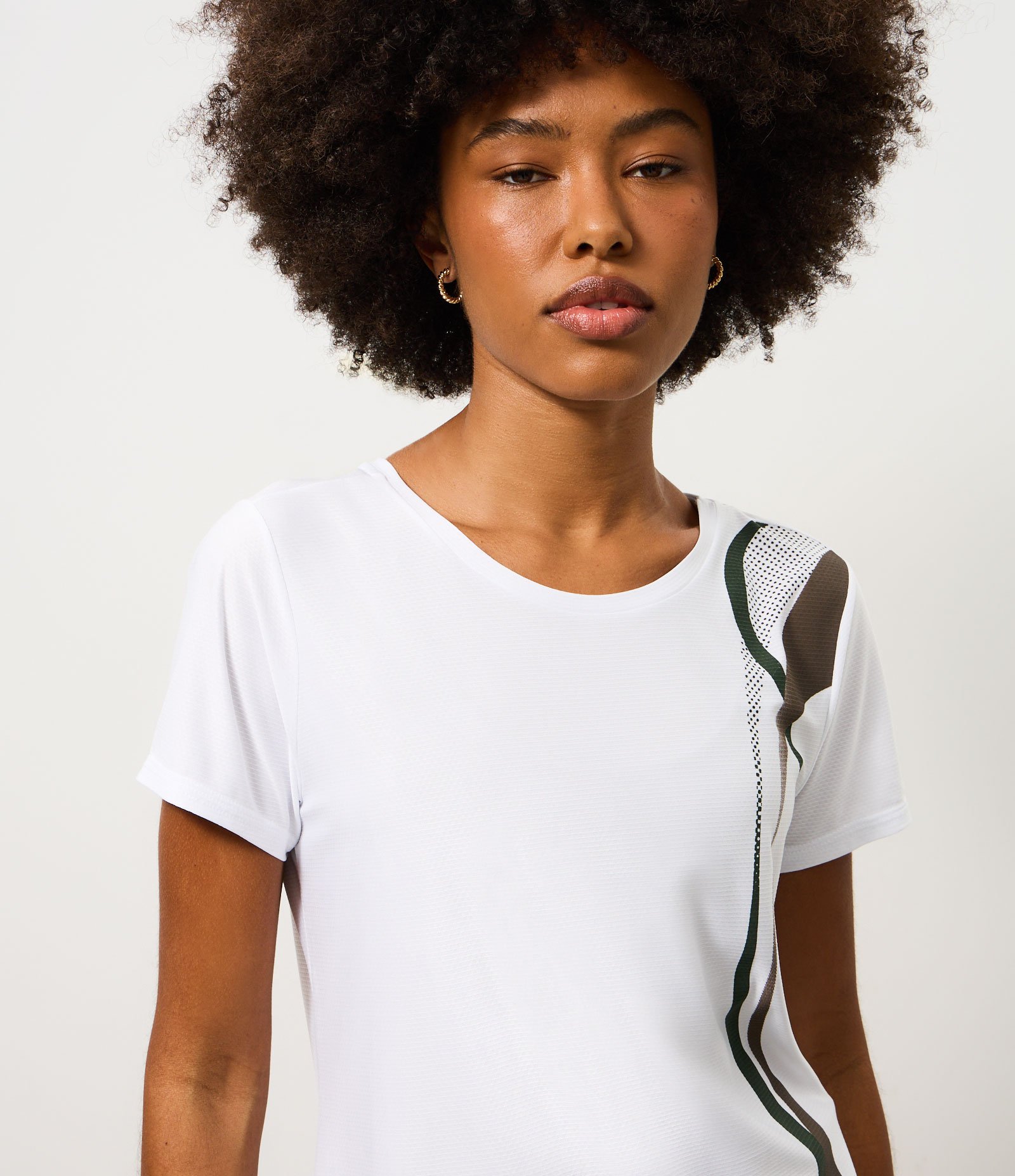 Camiseta Esportiva em Microfibra com Estampa de Ondas Branco 3