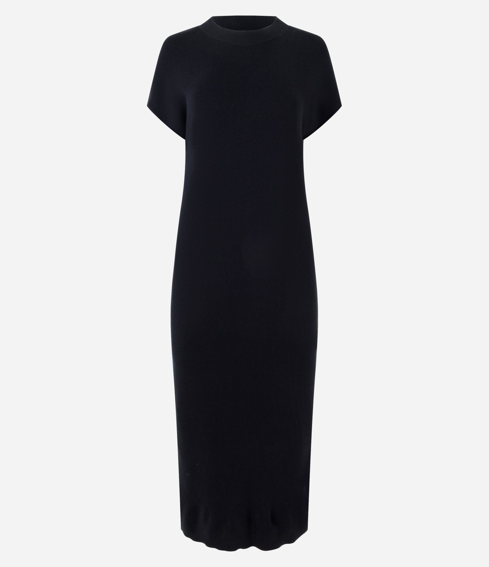 Vestido Midi em Tricô com Manga Morcego Preto 1