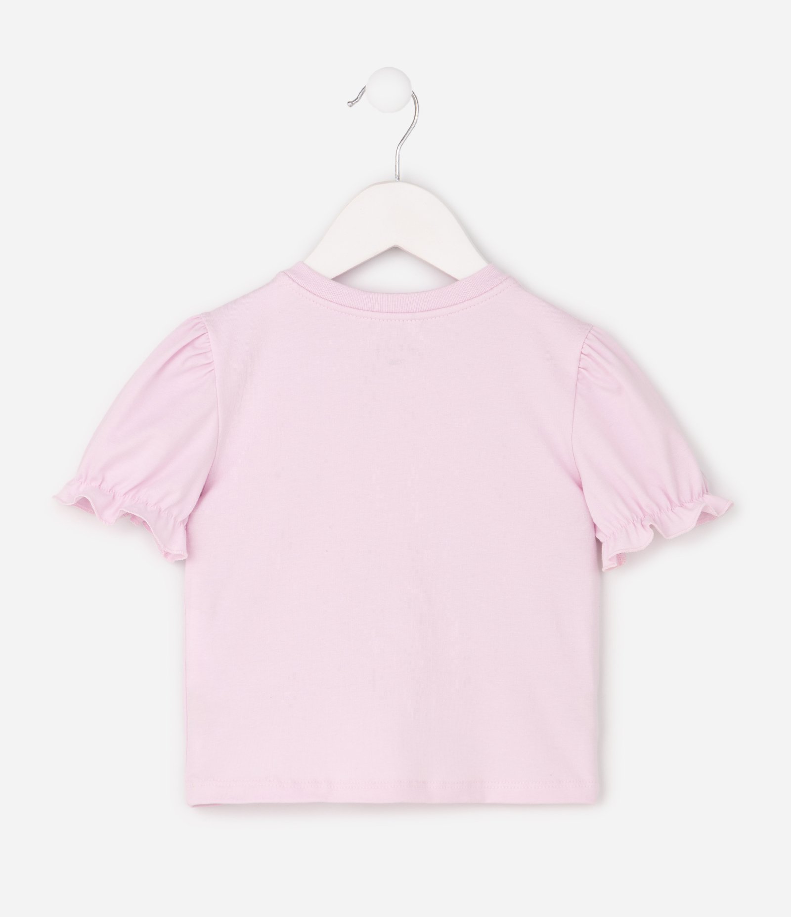 Blusa Relaxed Infantil com Bordado borboleta e Manga Bufante – Tam 1 a 6 Anos Rosa Bebê 3