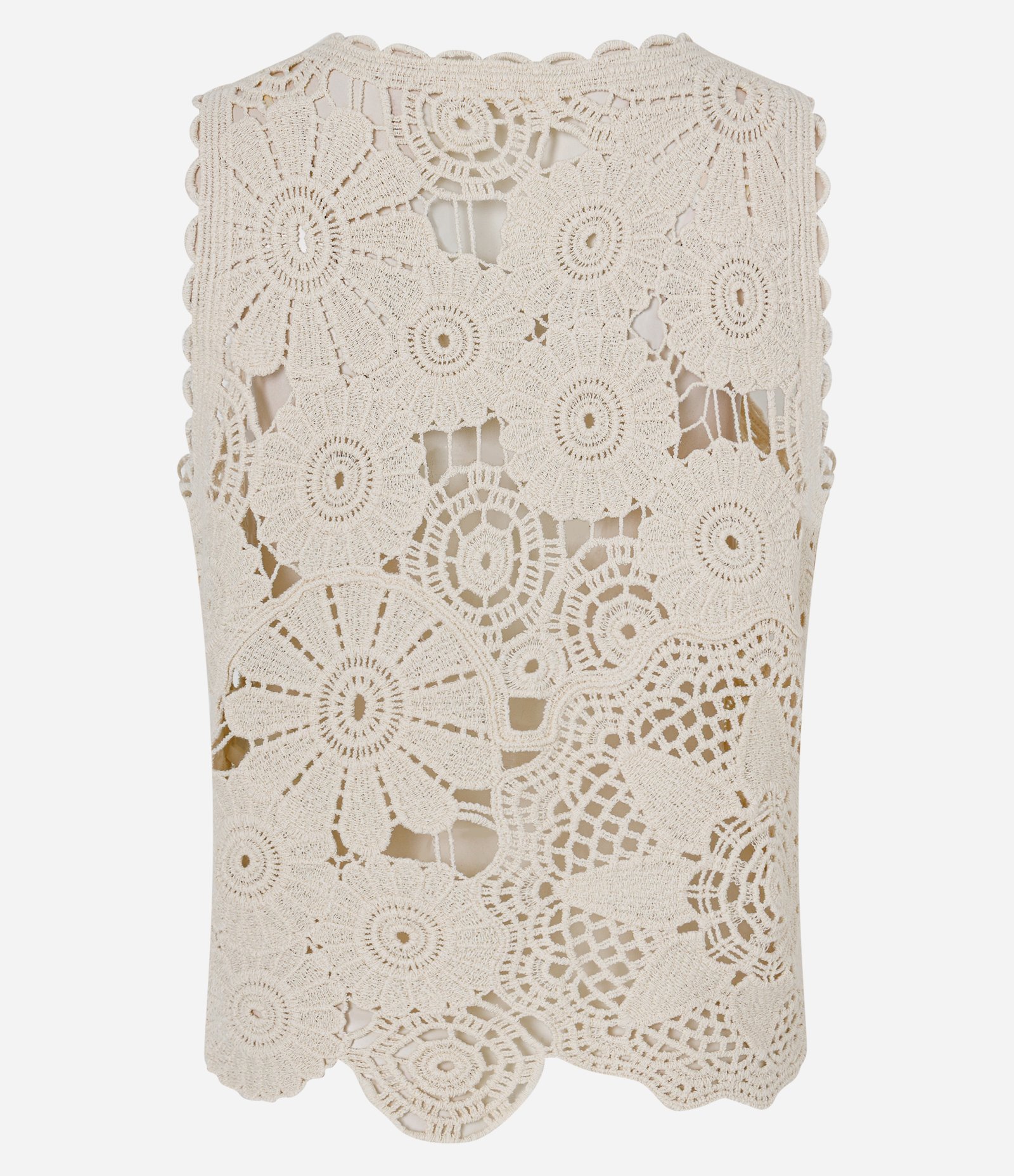 Blusa em Crochê com Flores Vazadas Branco 6