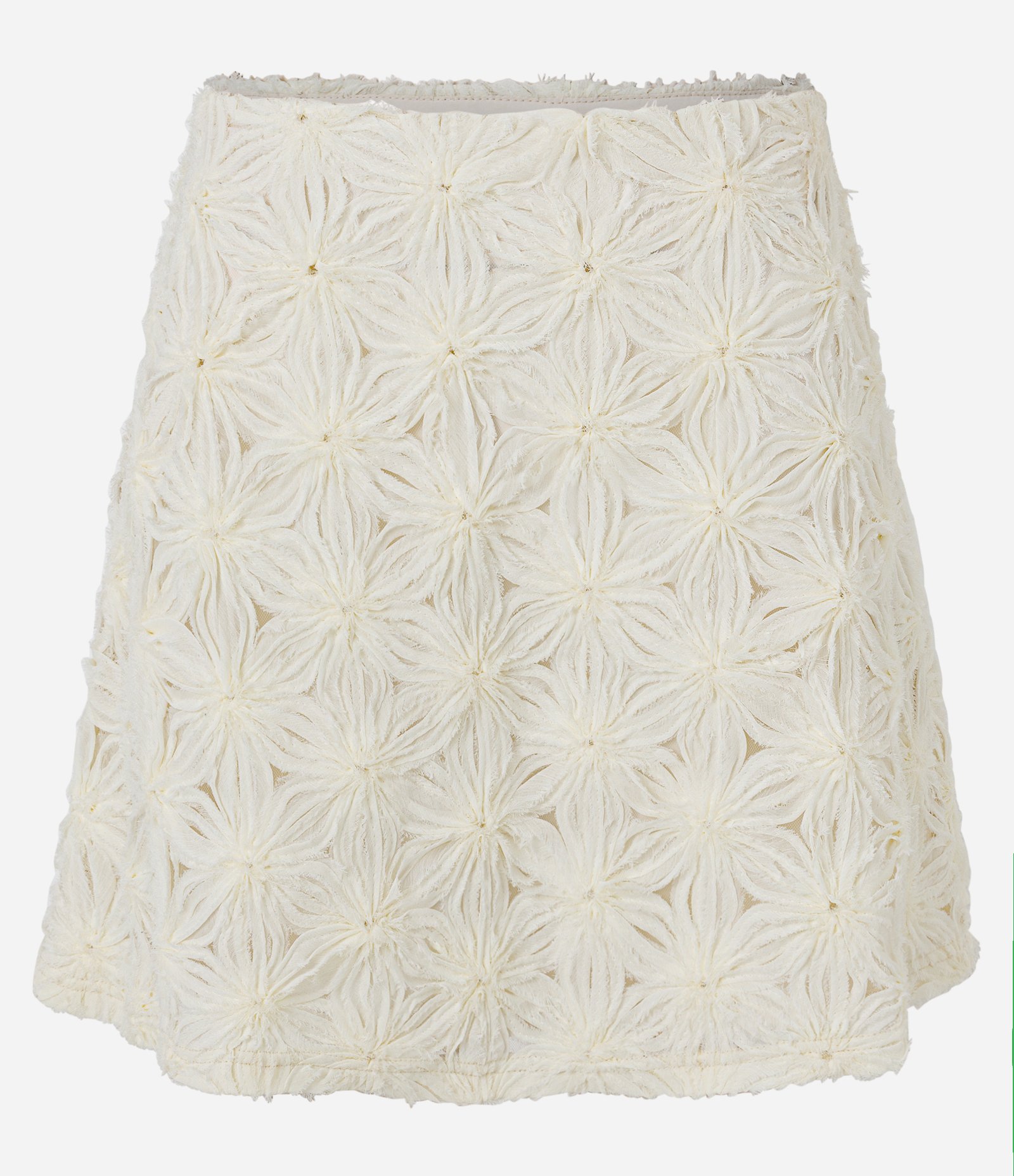 Saia Curta com Flores Aplicadas em 3D Off White 1