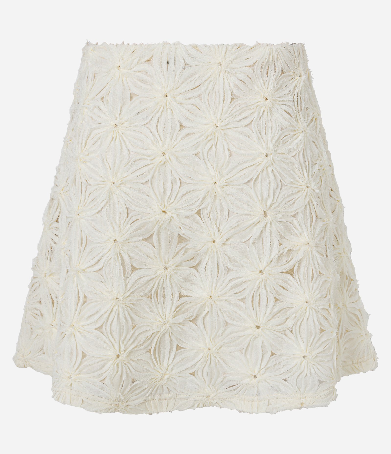 Saia Curta com Flores Aplicadas em 3D Off White 3