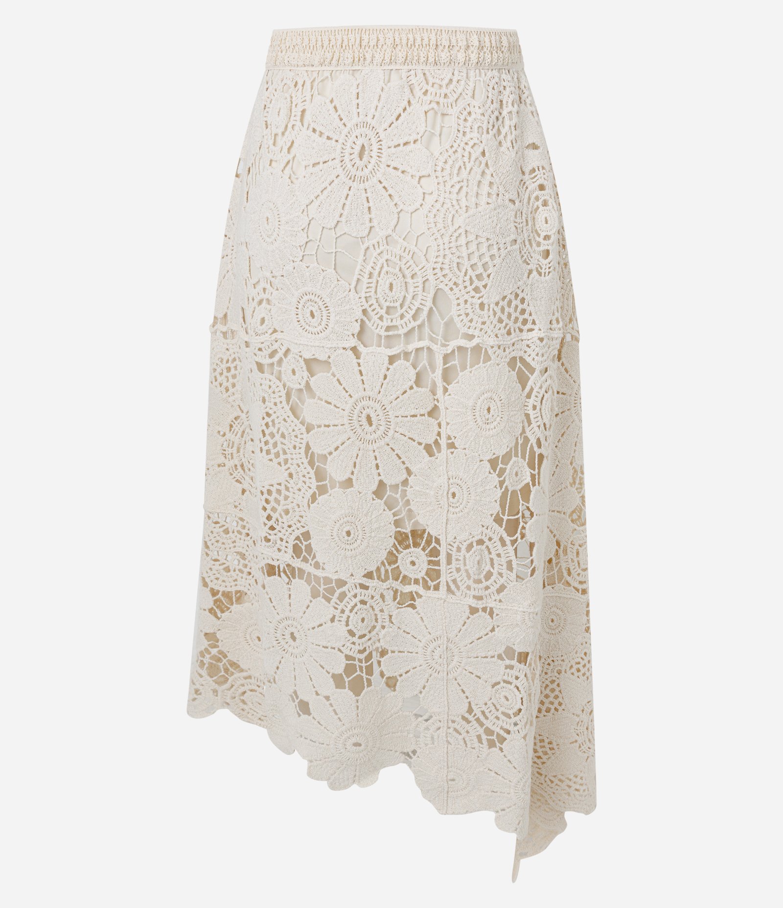 Saia Midi em Crochê com Flores Vazadas Branco 2