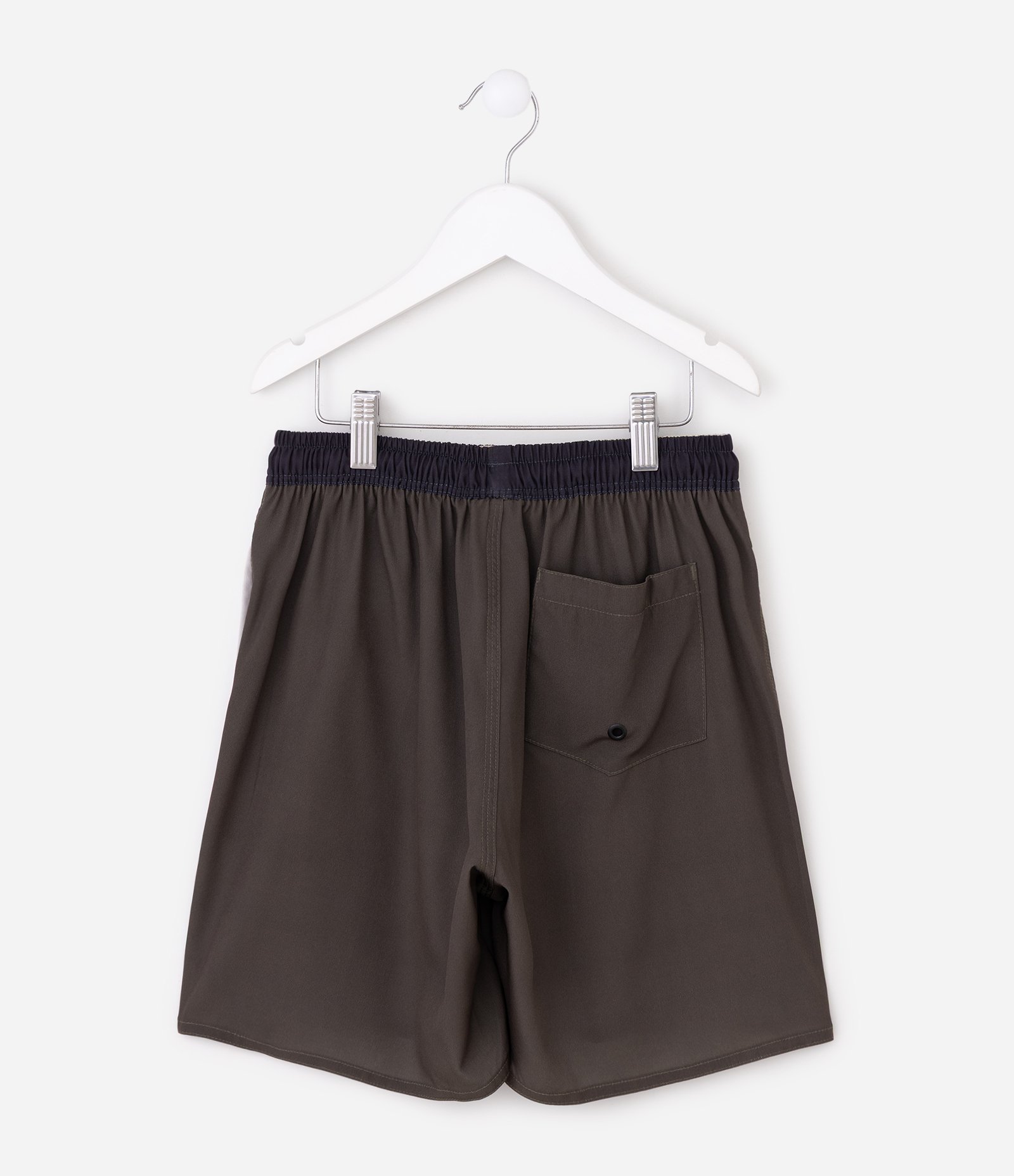 Bermuda Infantil com Recortes e Bolso Lateral – Tam 5 a 14 Anos Verde Escuro/Cinza 3