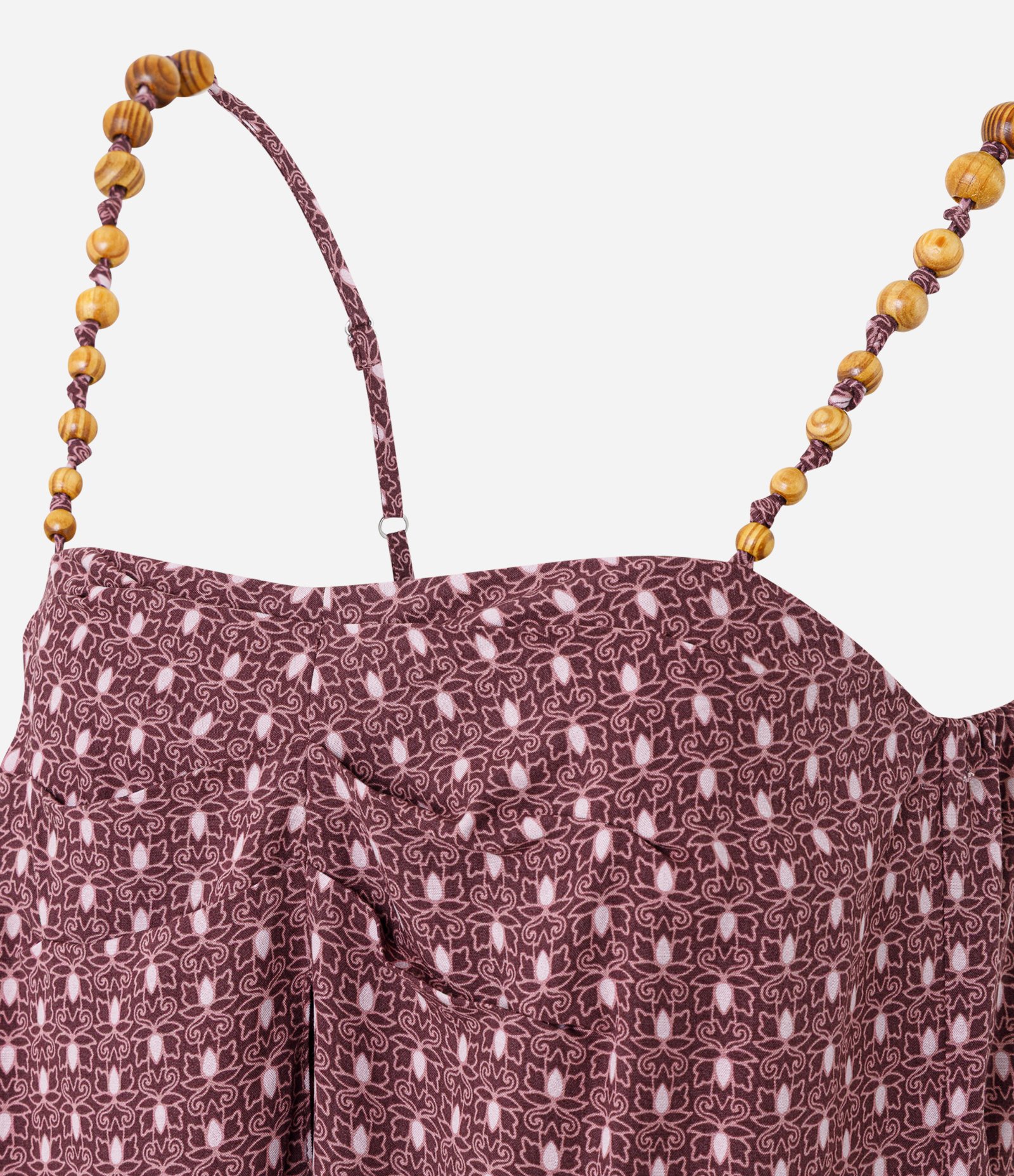 Macacão em Viscose com Alças Decoradas e Estampa Poá Rosa 2