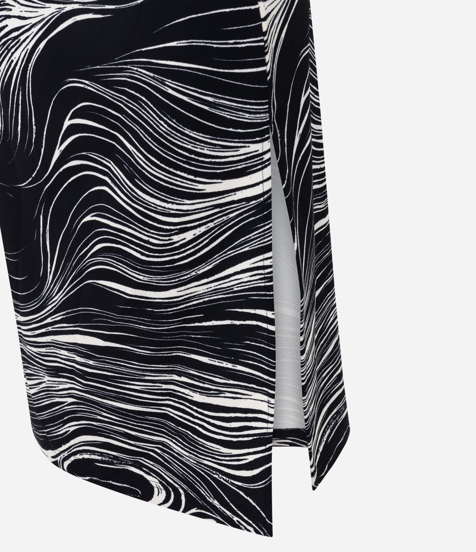 Vestido Midi de Um Ombro Só com Estampa Abstrata Preto 2