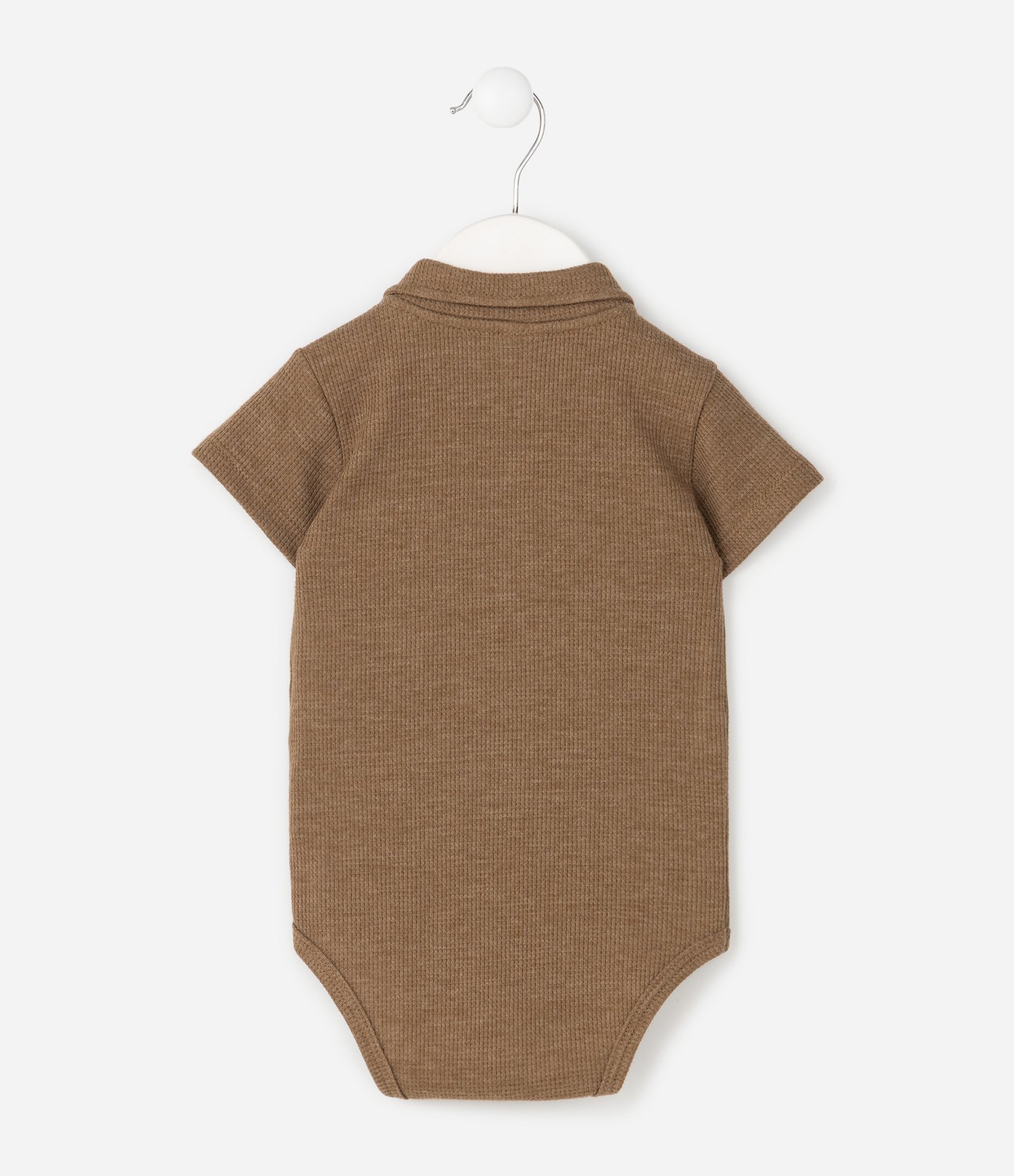 Body Infantil com Gola Polo Waffle – Tam 0 a 18 Meses Marrom 2