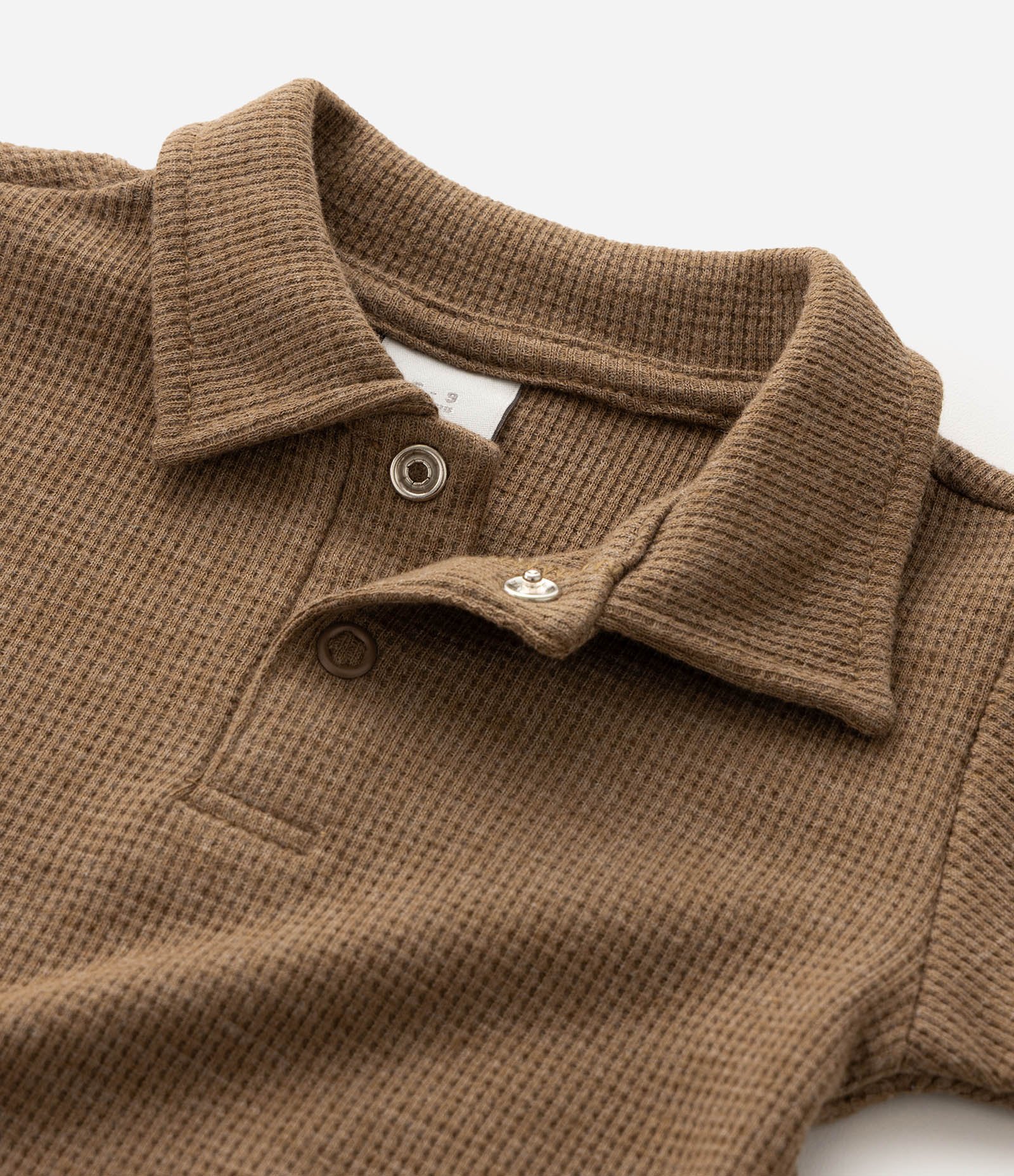 Body Infantil com Gola Polo Waffle – Tam 0 a 18 Meses Marrom 4