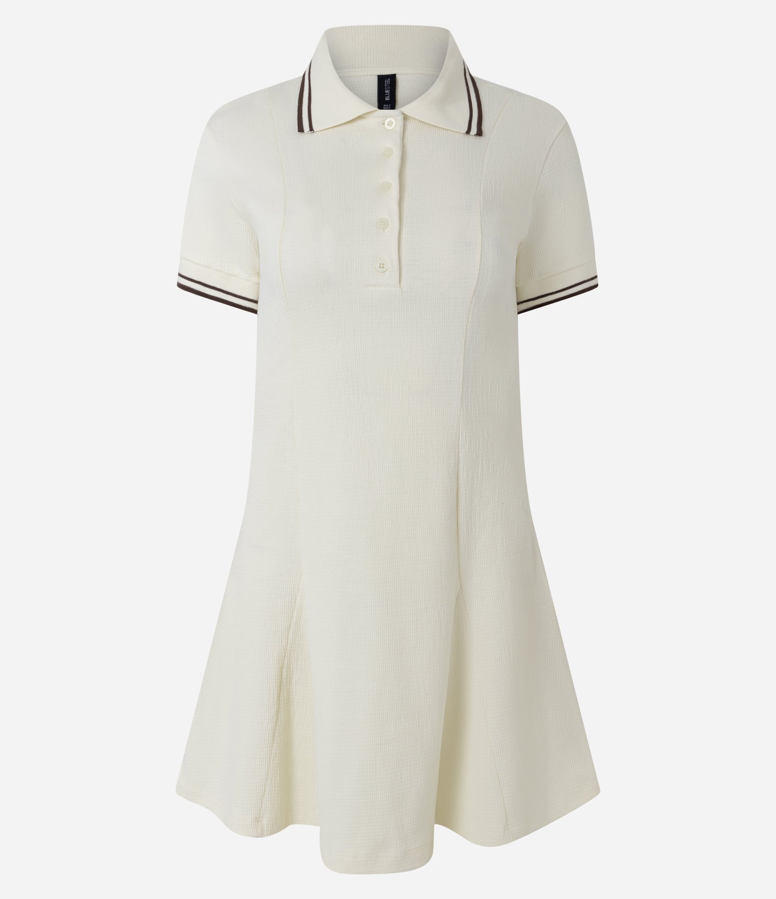 Vestido Skater Curto em Malha Anarruga com Gola Polo Amarelo Claro 5