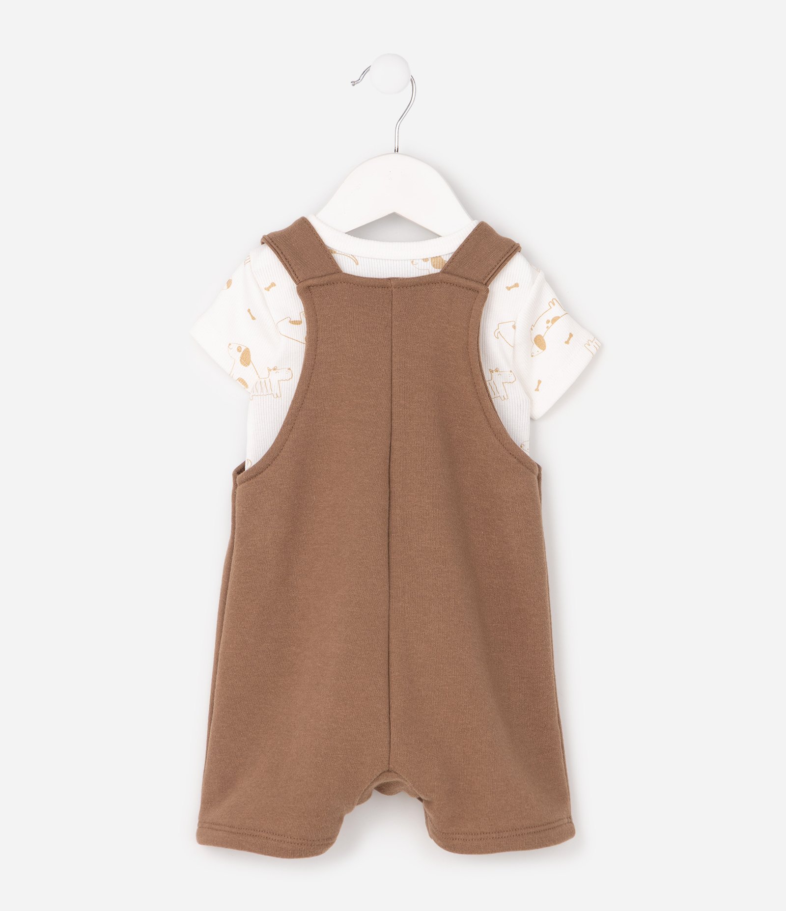 Conjunto Bebê Body e Jardineira com Estampa Animais – Tam 0 a 18 Meses Marrom/Branco 3