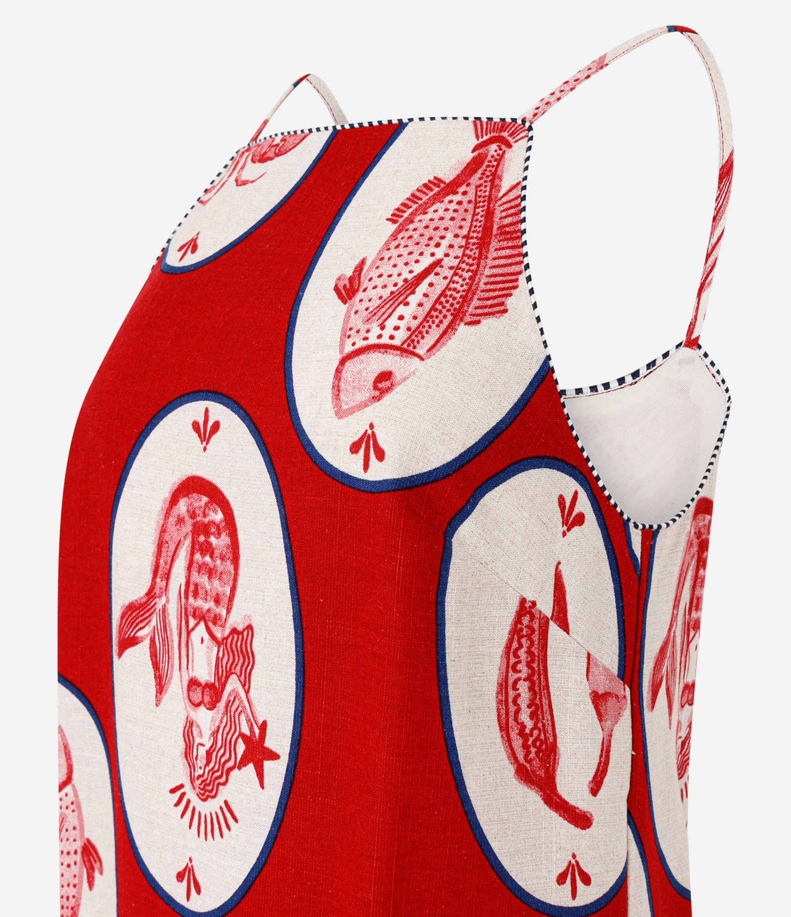 Vestido Midi em Viscolinho com Estampa Tropical Vermelho 2