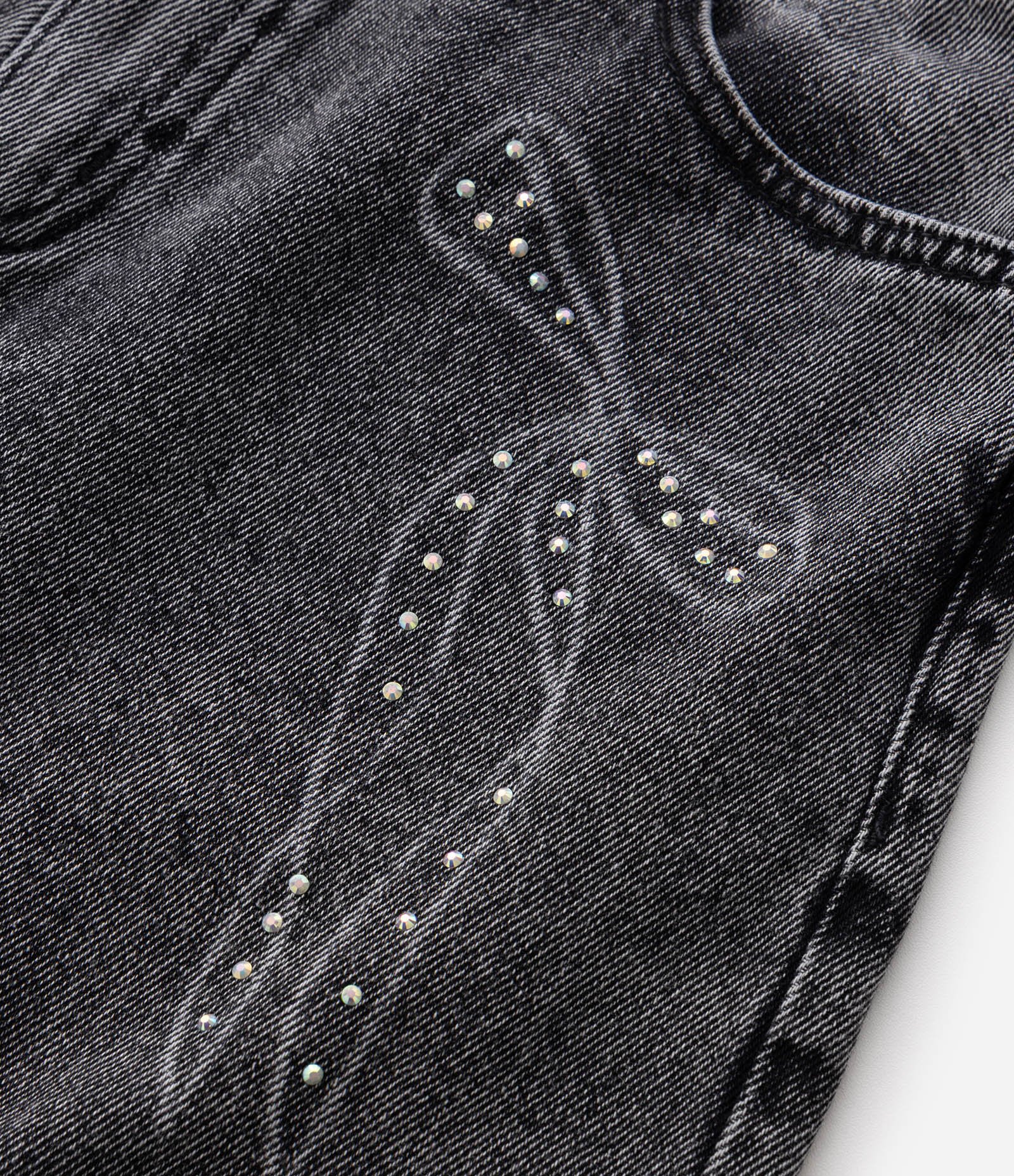 Calça Wide Jeans Infantil com Aplicação de Laços - Tam 5 A 16 Anos Preto 5