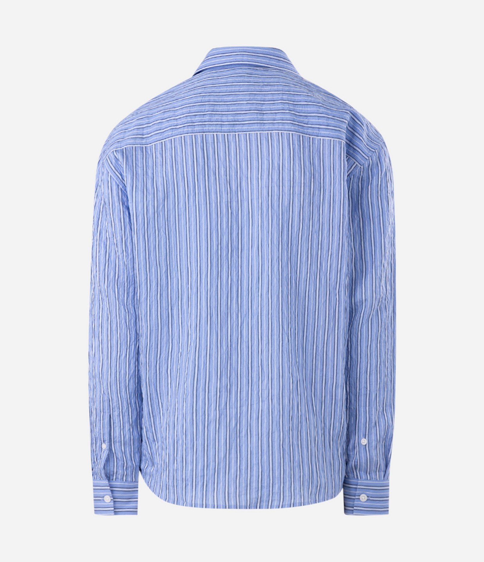Camisa Comfort em Viscose Listrada com Bordado Floral Azul 2
