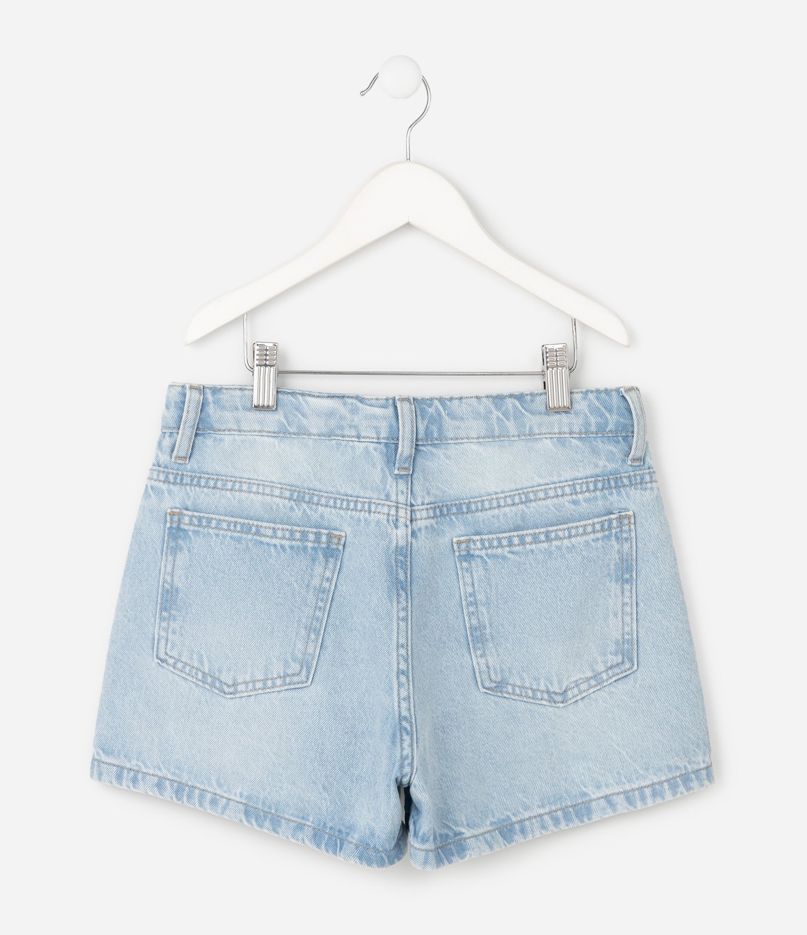 Short Jeans Infantil com Aplicação de Brilhos - Tam 5 a 16 Anos Azul Claro 2