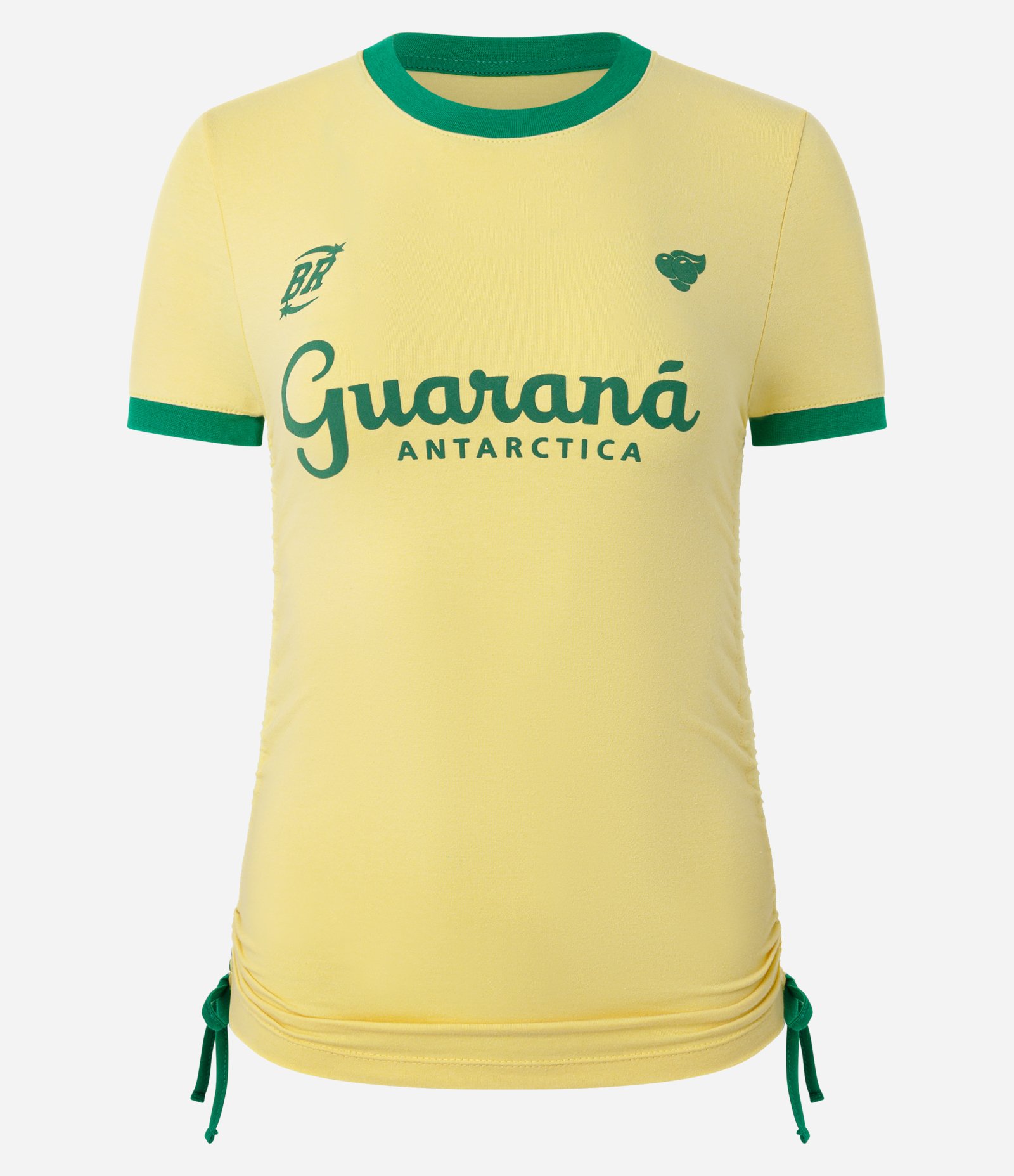 Camiseta em Algodão com Estampa Guaraná e Amarração Lateral Amarelo 5