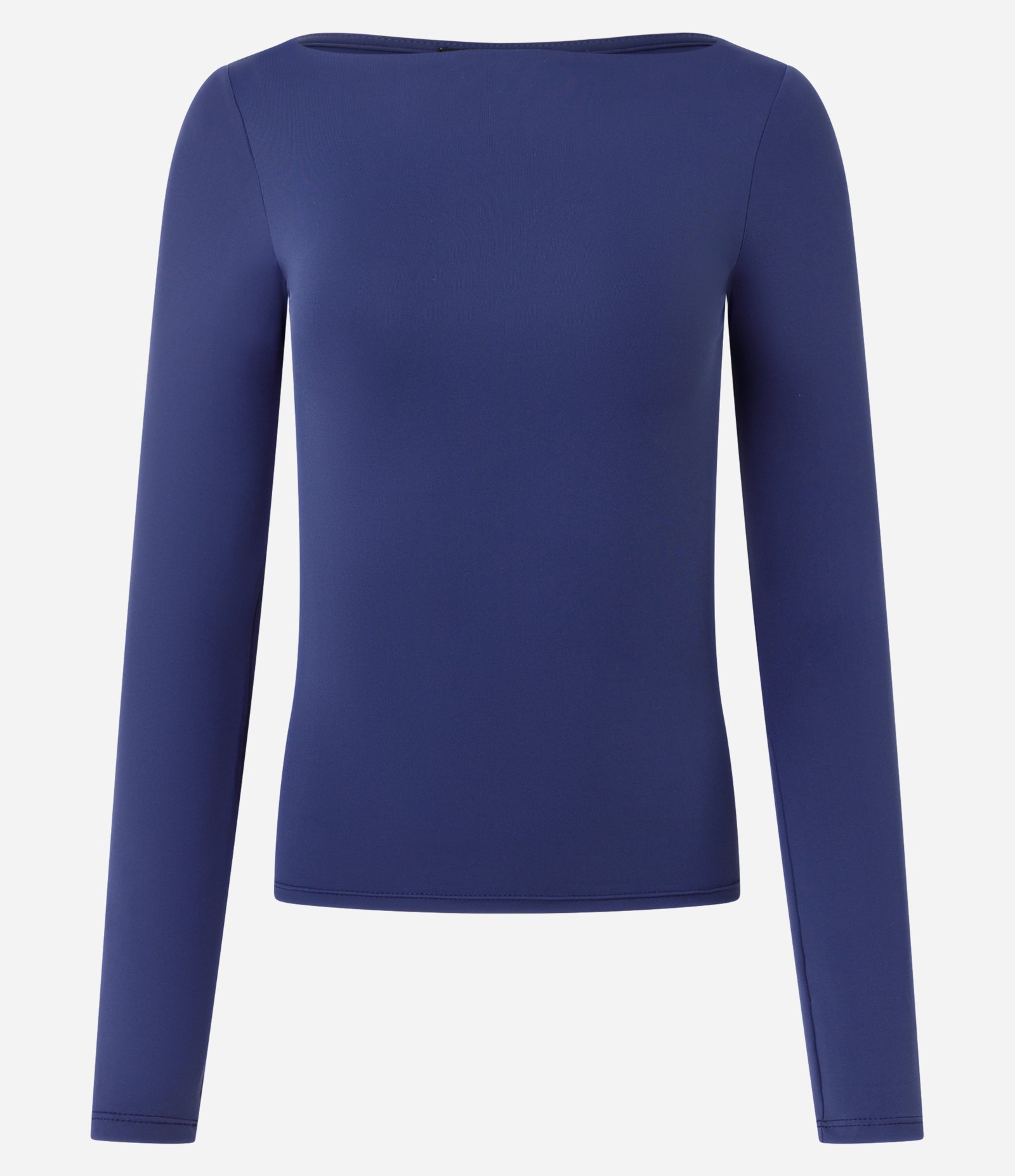 Blusa Regular em Poliamida com Decote Canoa Azul 2