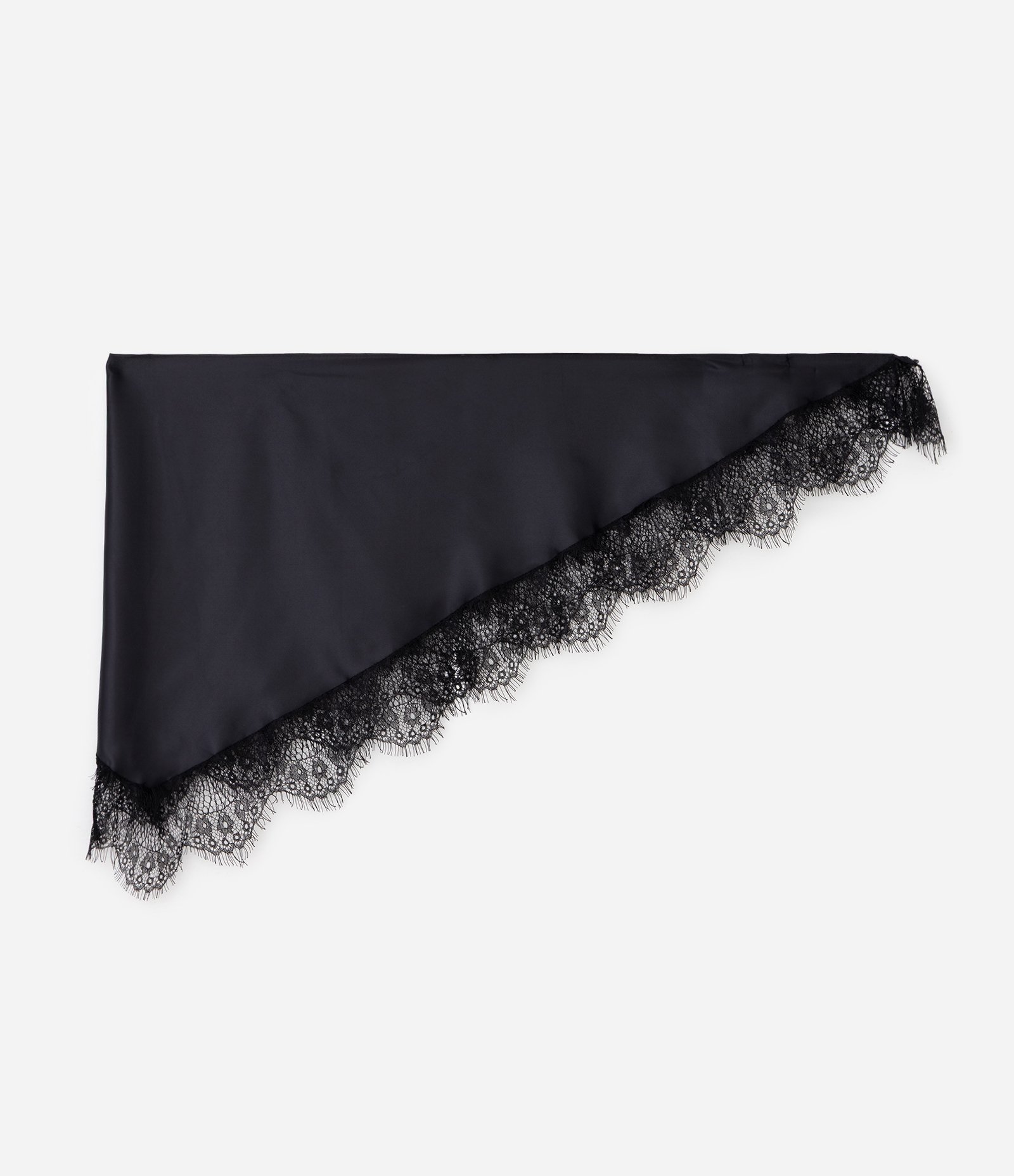 Lenço Acetinado com Renda Aplicada Preto 1