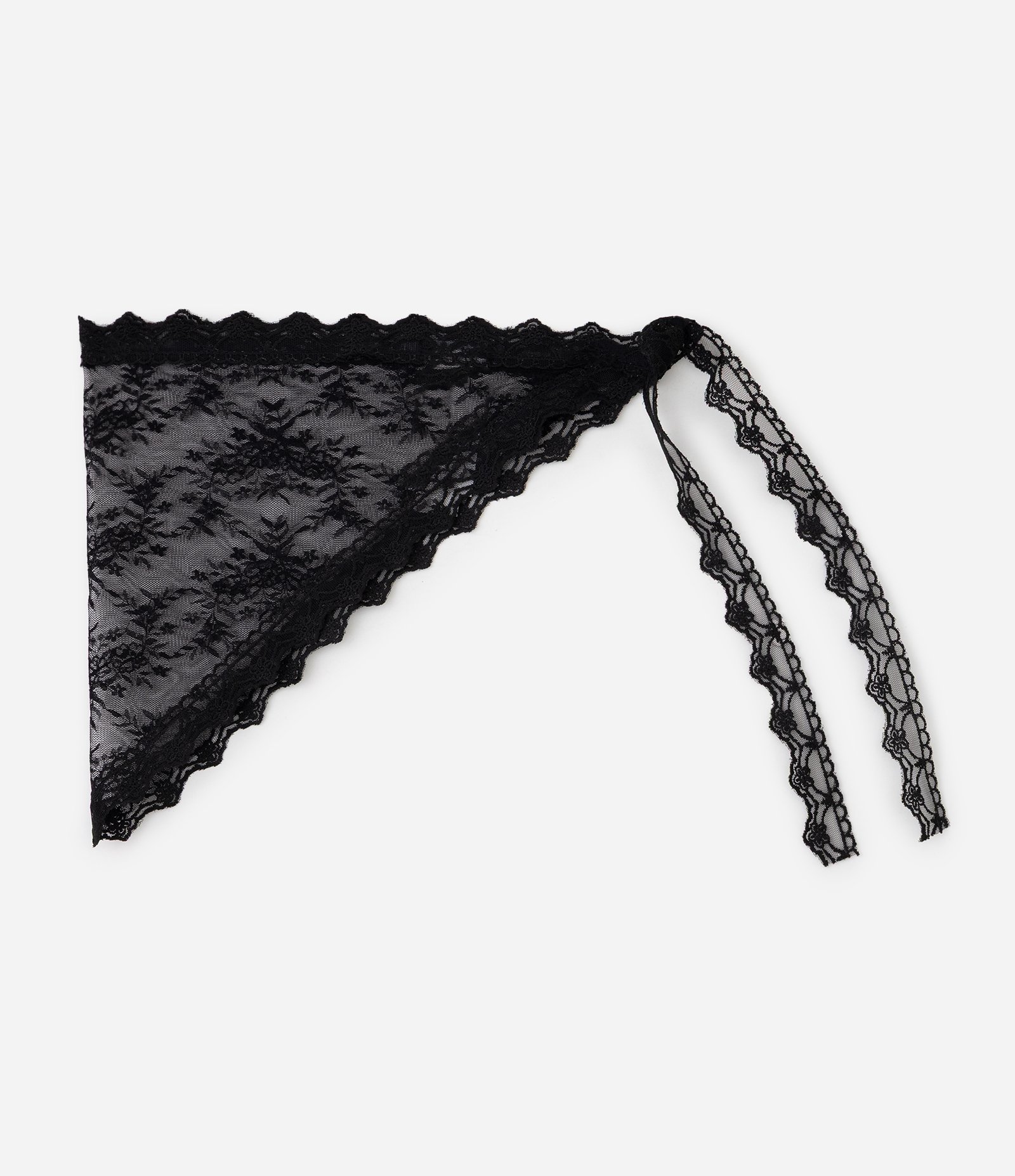 Lenço Triangular em Renda com Amarração Preto 2