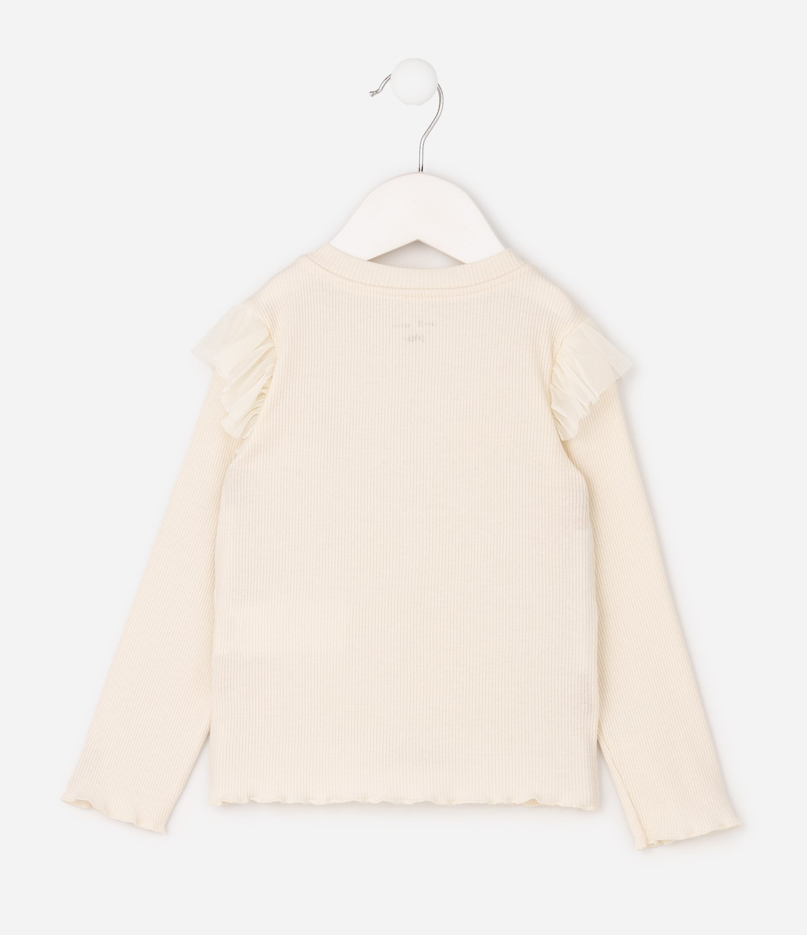 Blusa Comfort em Ribana com Babado Infantil - Tam 1 a 6 Anos Bege 3
