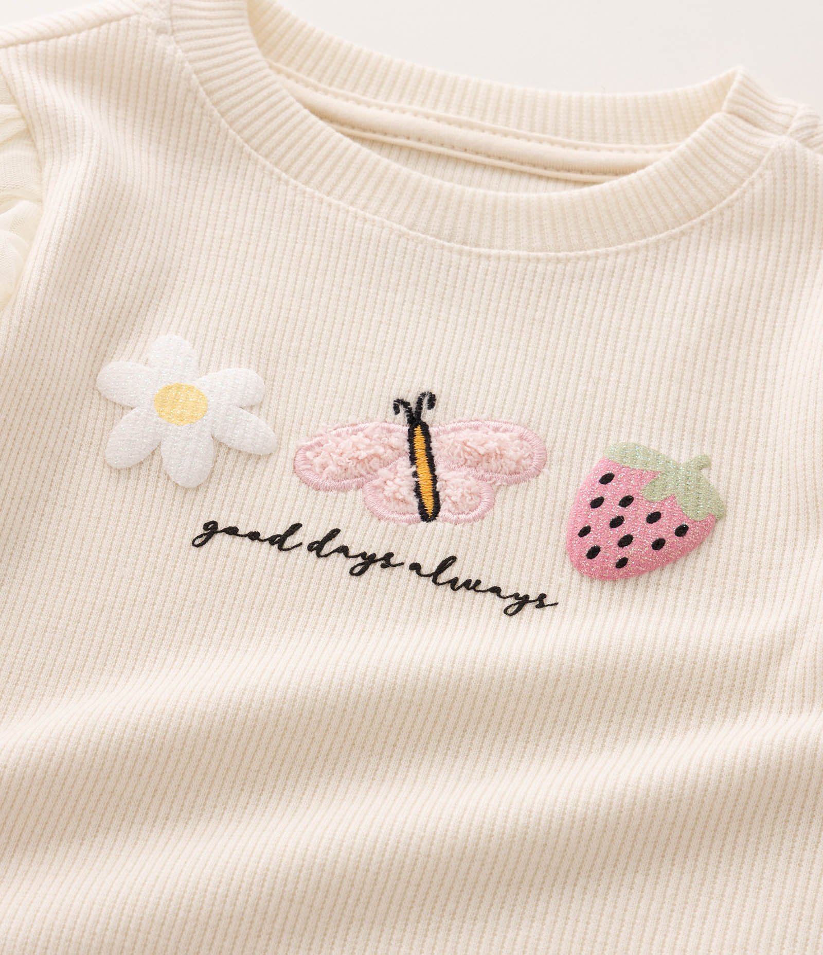 Blusa Comfort em Ribana com Babado Infantil - Tam 1 a 6 Anos Bege 5