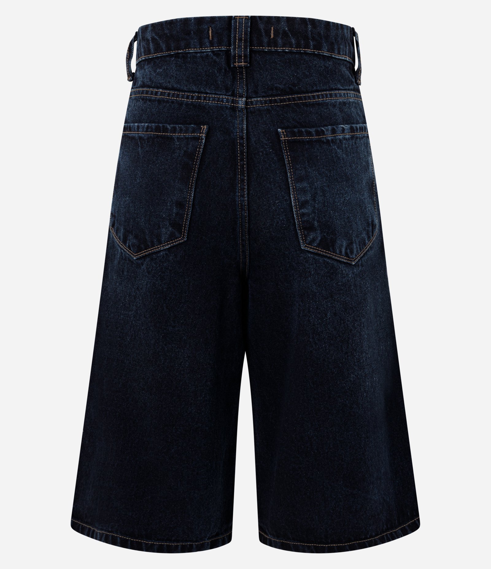 Bermuda Long em Jeans com Cintura Alta e Bolsos Azul Escuro 6