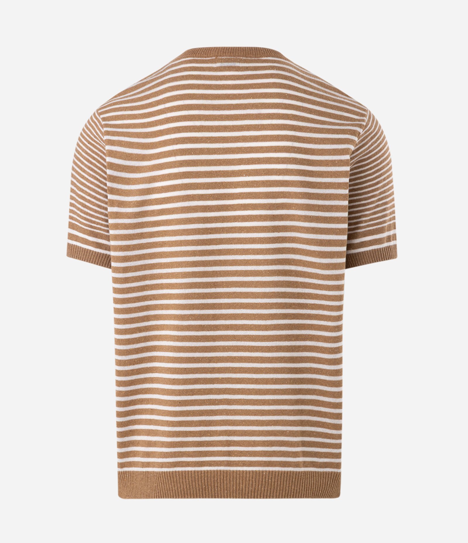 Camiseta Regular Listrada Bege 6