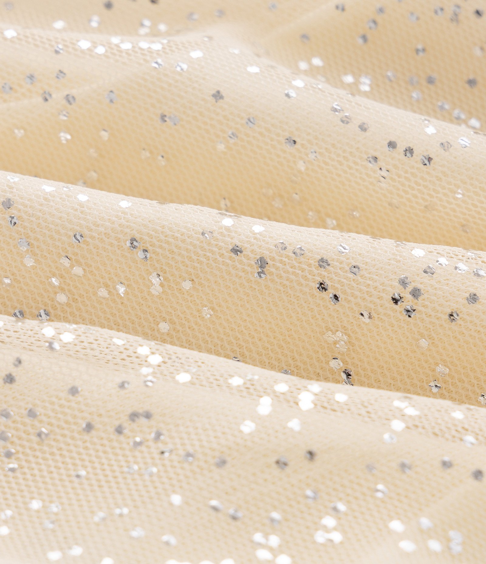 Saia Evasê Infantil em Tule com Glitter e Lacinho - Tam 1 a 6 Anos Bege 4