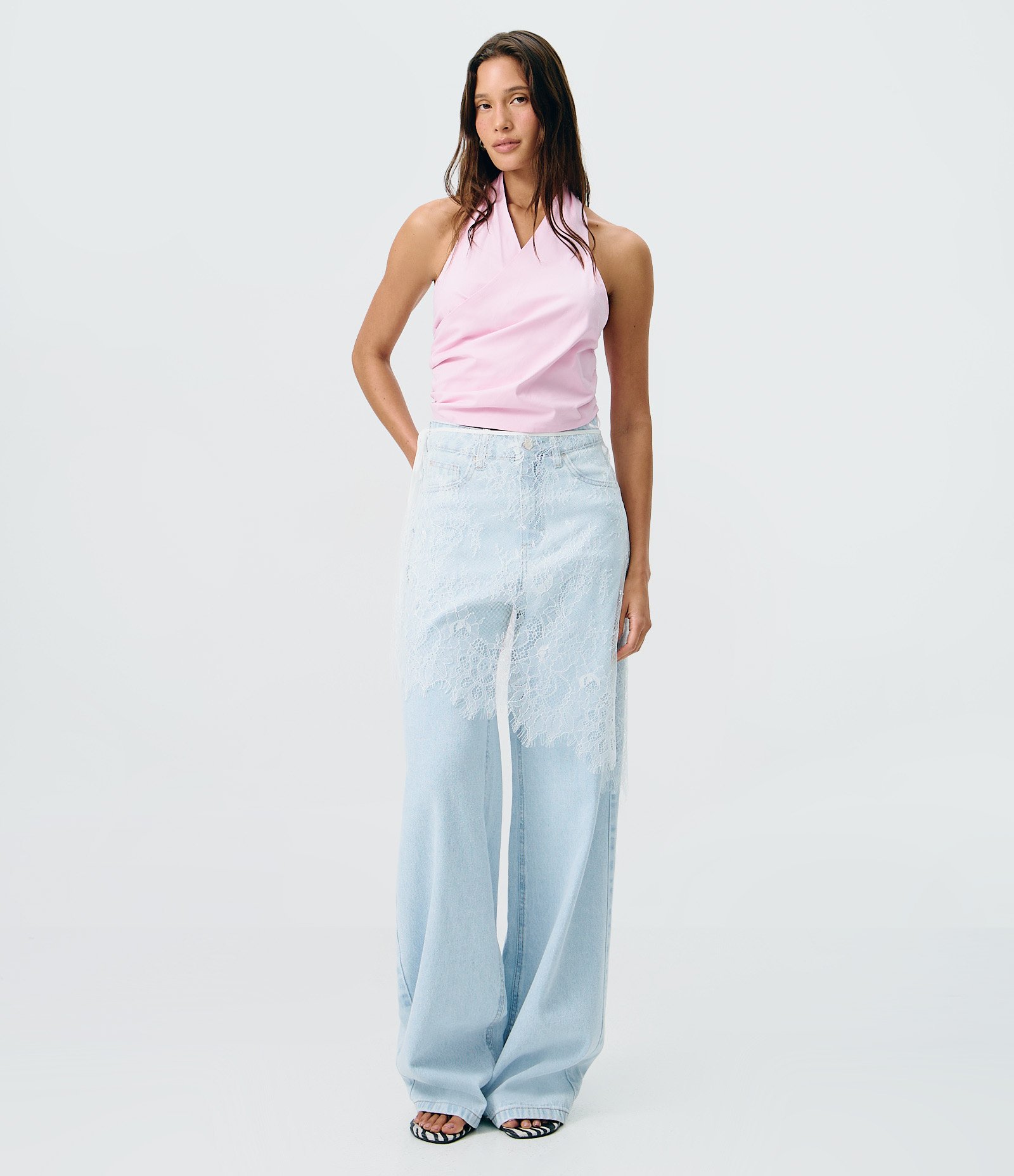 Lenço de Cintura em Renda com Amarração Branco 1