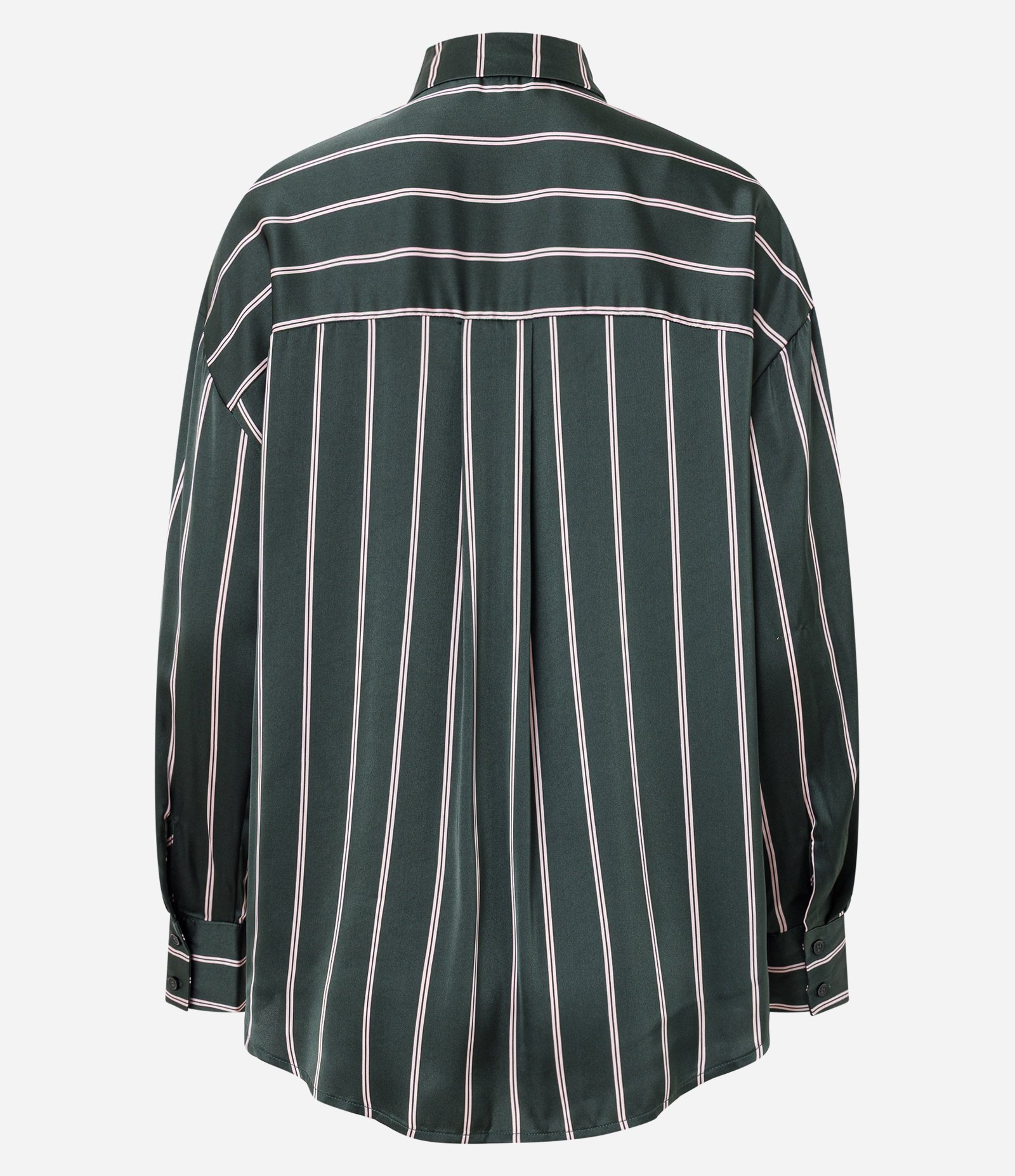 Camisa Acetinada Listrada com Gravata Removível Verde 6