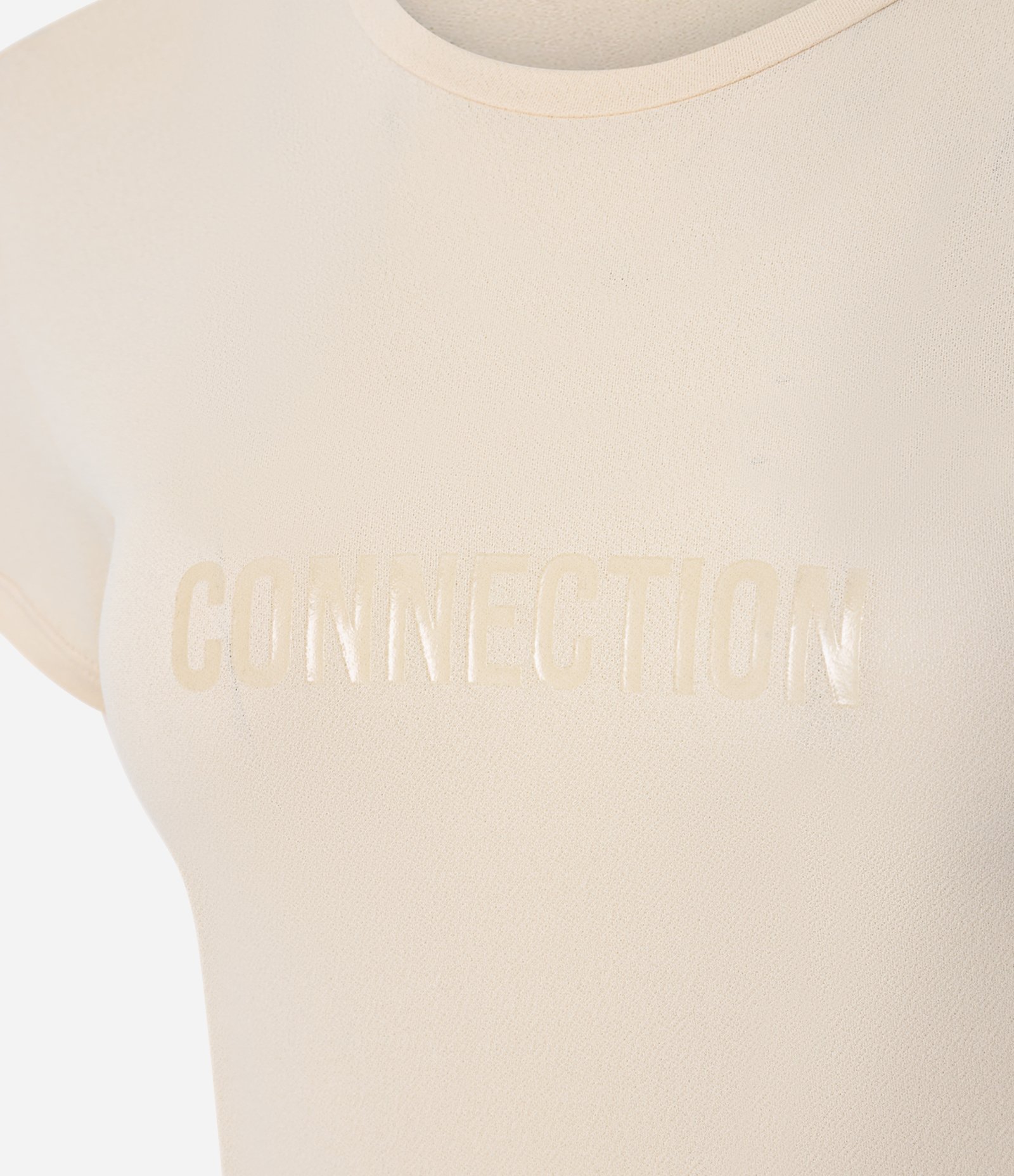 Camiseta Esportiva com Lettering Connection Bege 6
