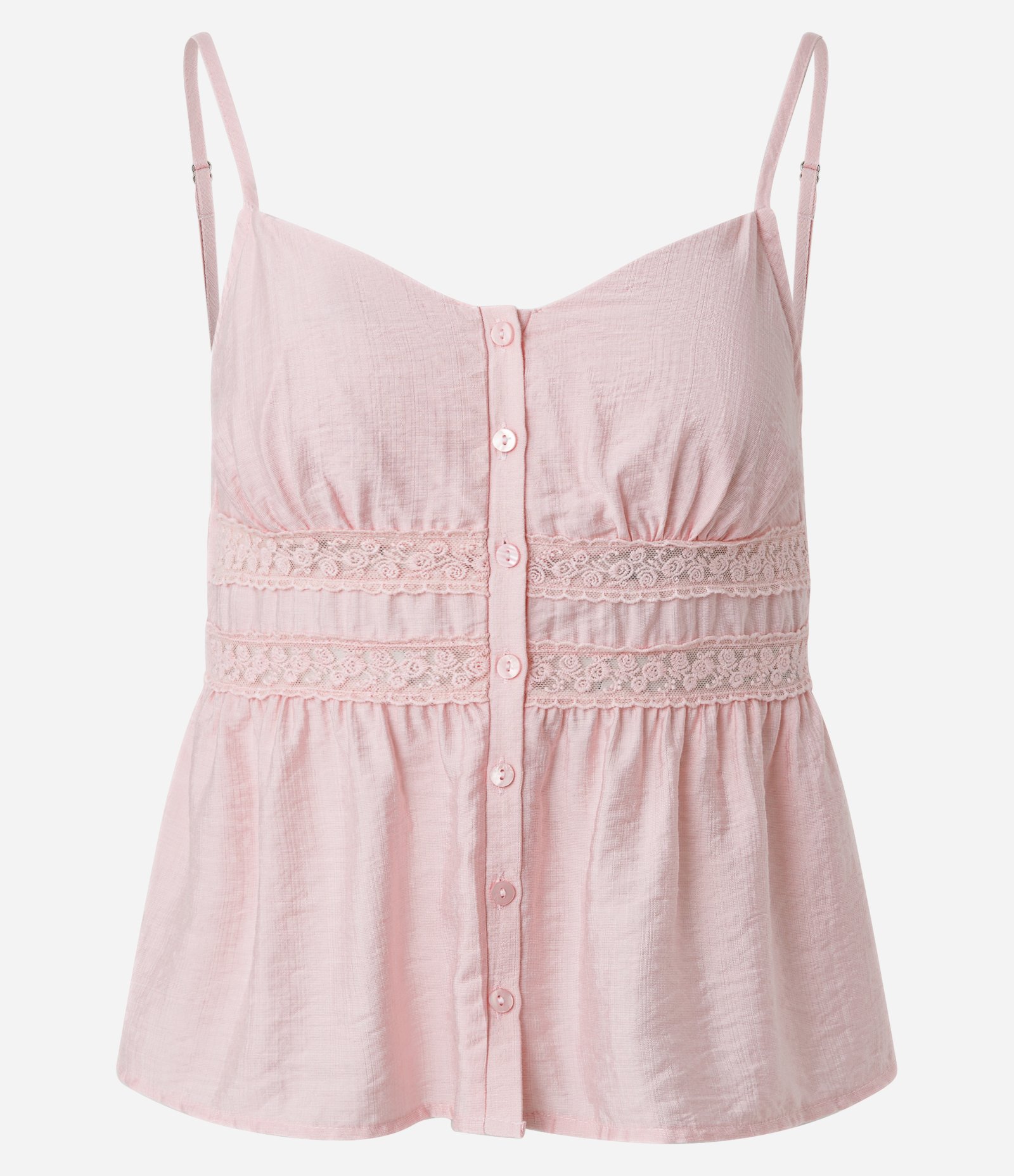Blusa de Alcinha em Viscose Acetinada com Botões e Detalhe em Renda Rosa 5