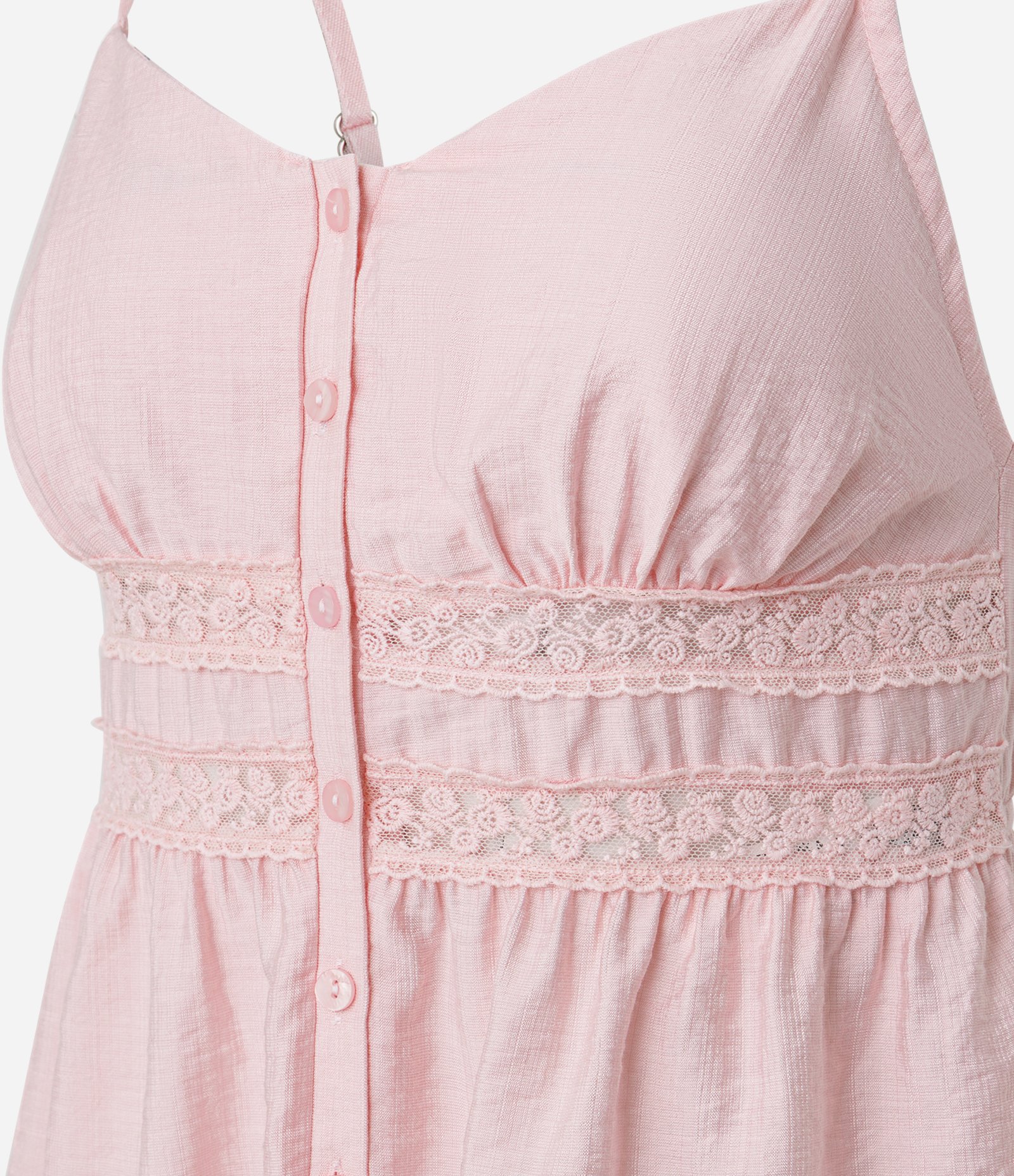 Blusa de Alcinha em Viscose Acetinada com Botões e Detalhe em Renda Rosa 6