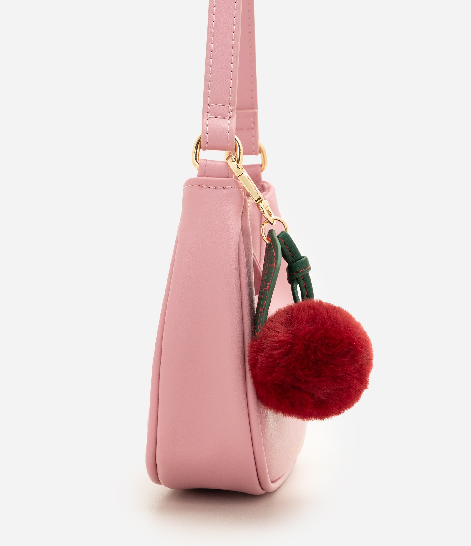 Bolsa Infantil com Bag Charm Cereja de Ombro -Tamanho Único Rosa 2