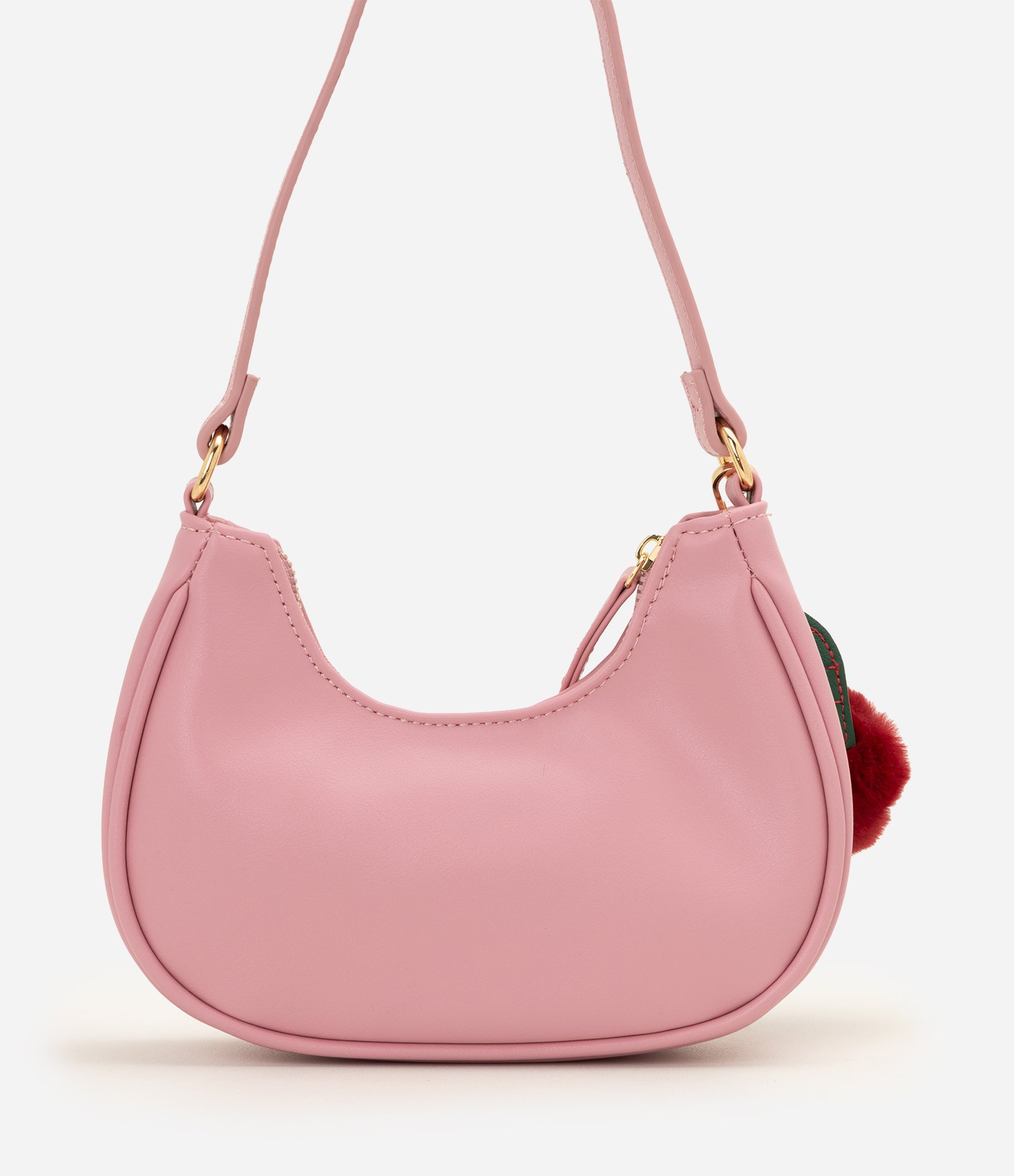 Bolsa Infantil com Bag Charm Cereja de Ombro -Tamanho Único Rosa 3