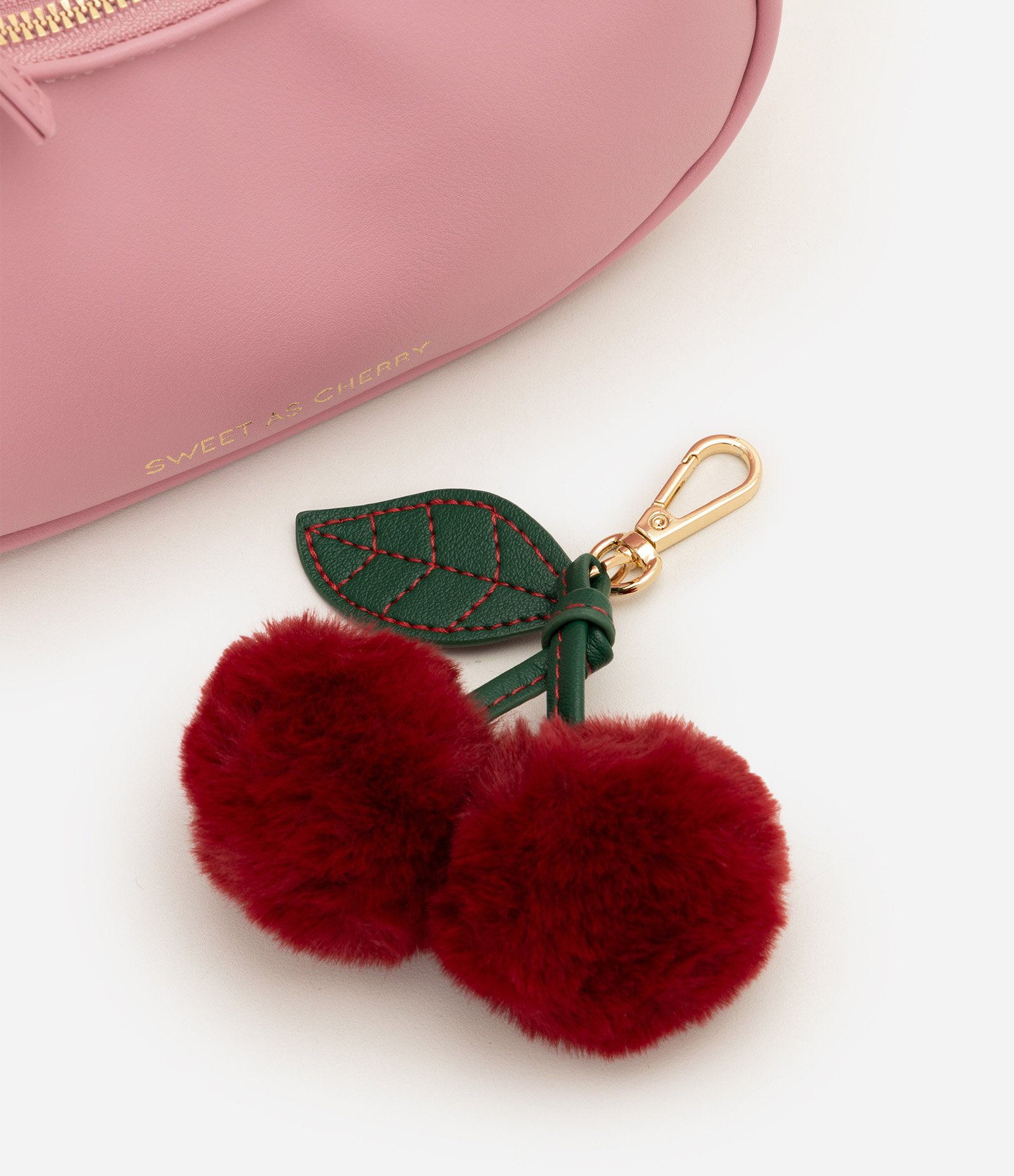 Bolsa Infantil com Bag Charm Cereja de Ombro -Tamanho Único Rosa 4