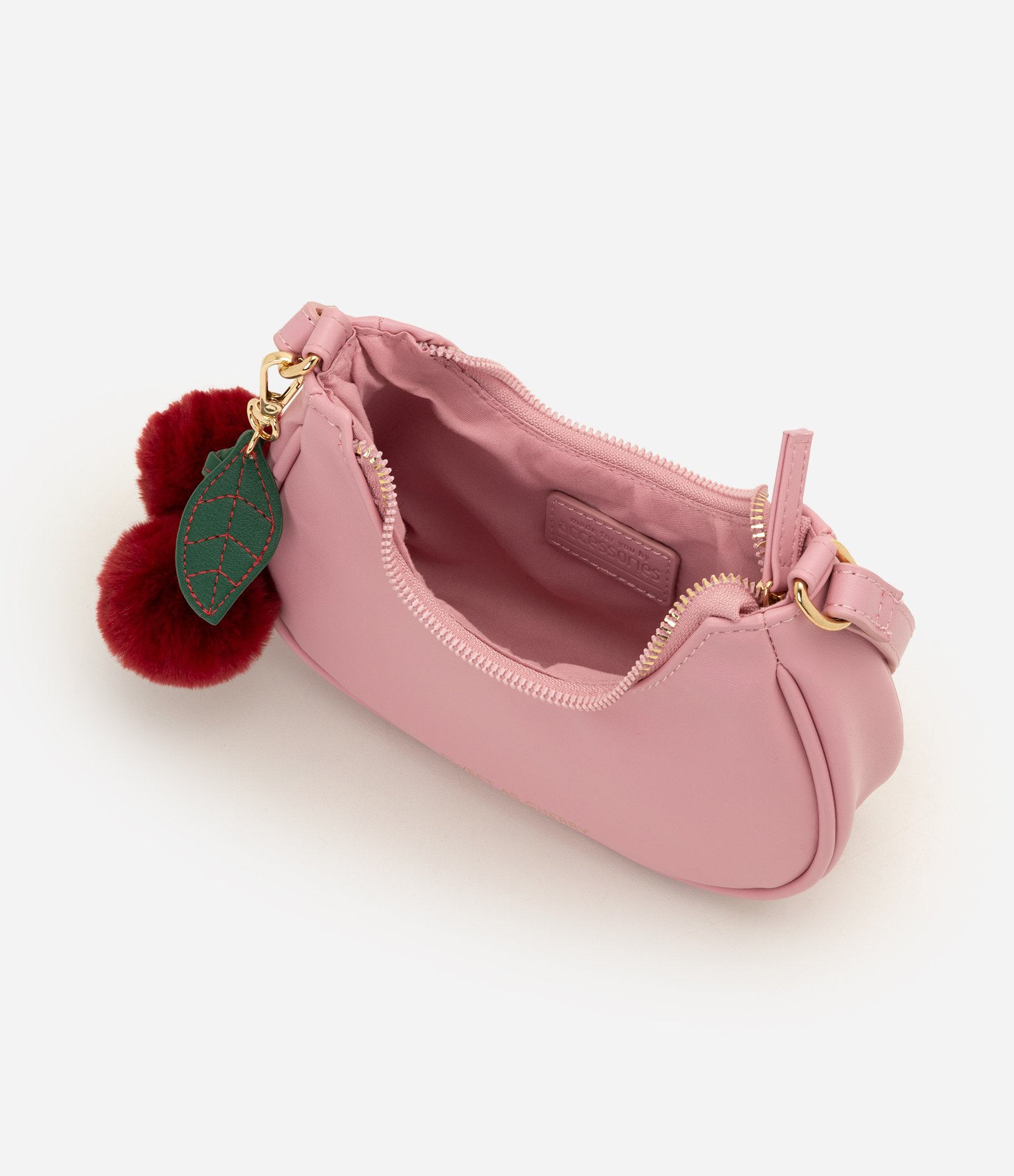 Bolsa Infantil com Bag Charm Cereja de Ombro -Tamanho Único Rosa 5