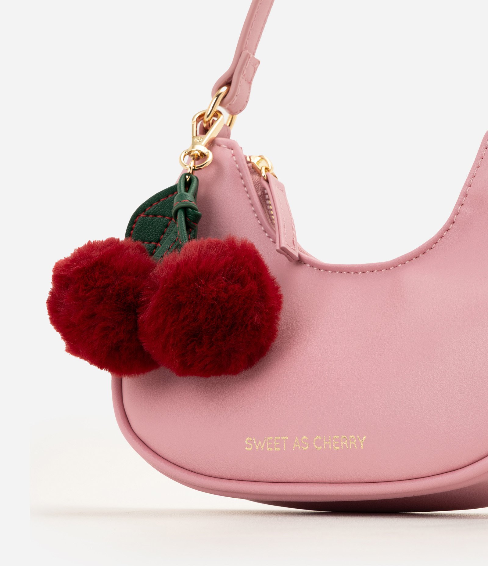 Bolsa Infantil com Bag Charm Cereja de Ombro -Tamanho Único Rosa 6