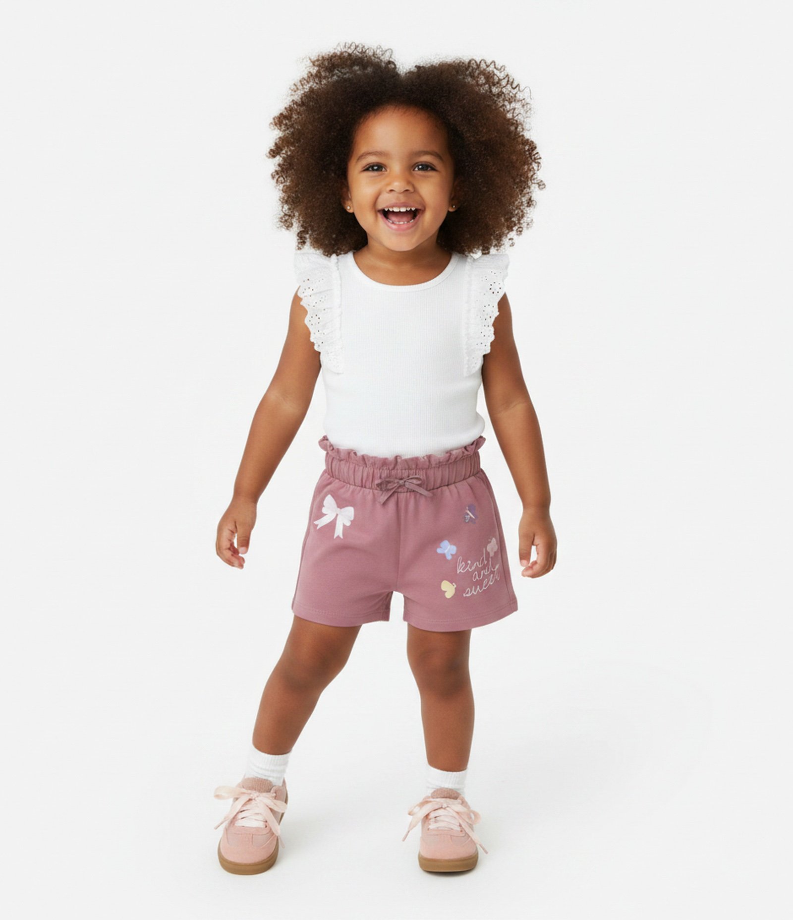 Short Clochard Infantil com Estampa Borboletas – Tam 1 a 6 Anos Rosa 1