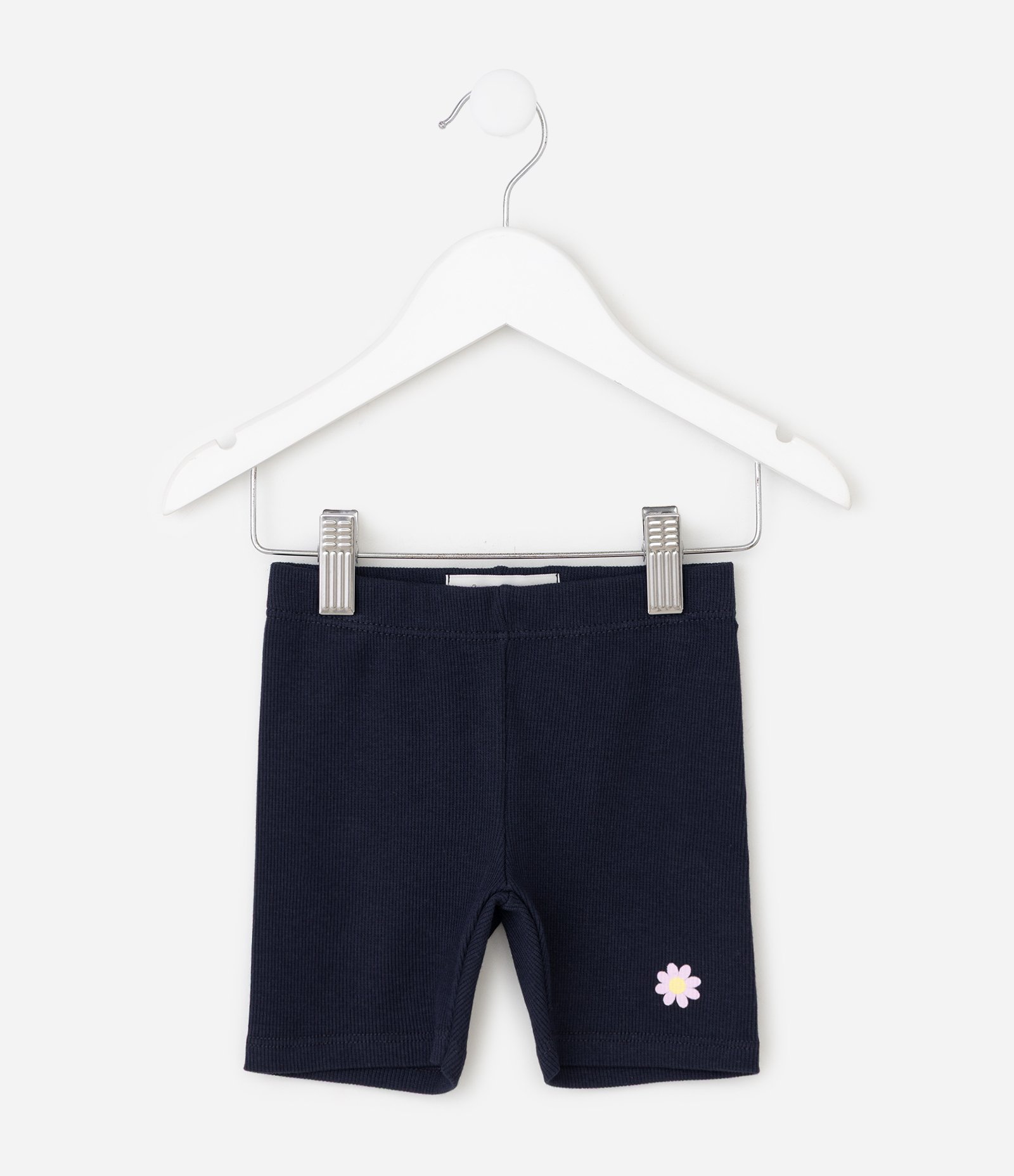 Bermuda Ciclista Infantil em Algodão com Bordado Floral – Tam 1 a 6 Anos Azul Escuro 1